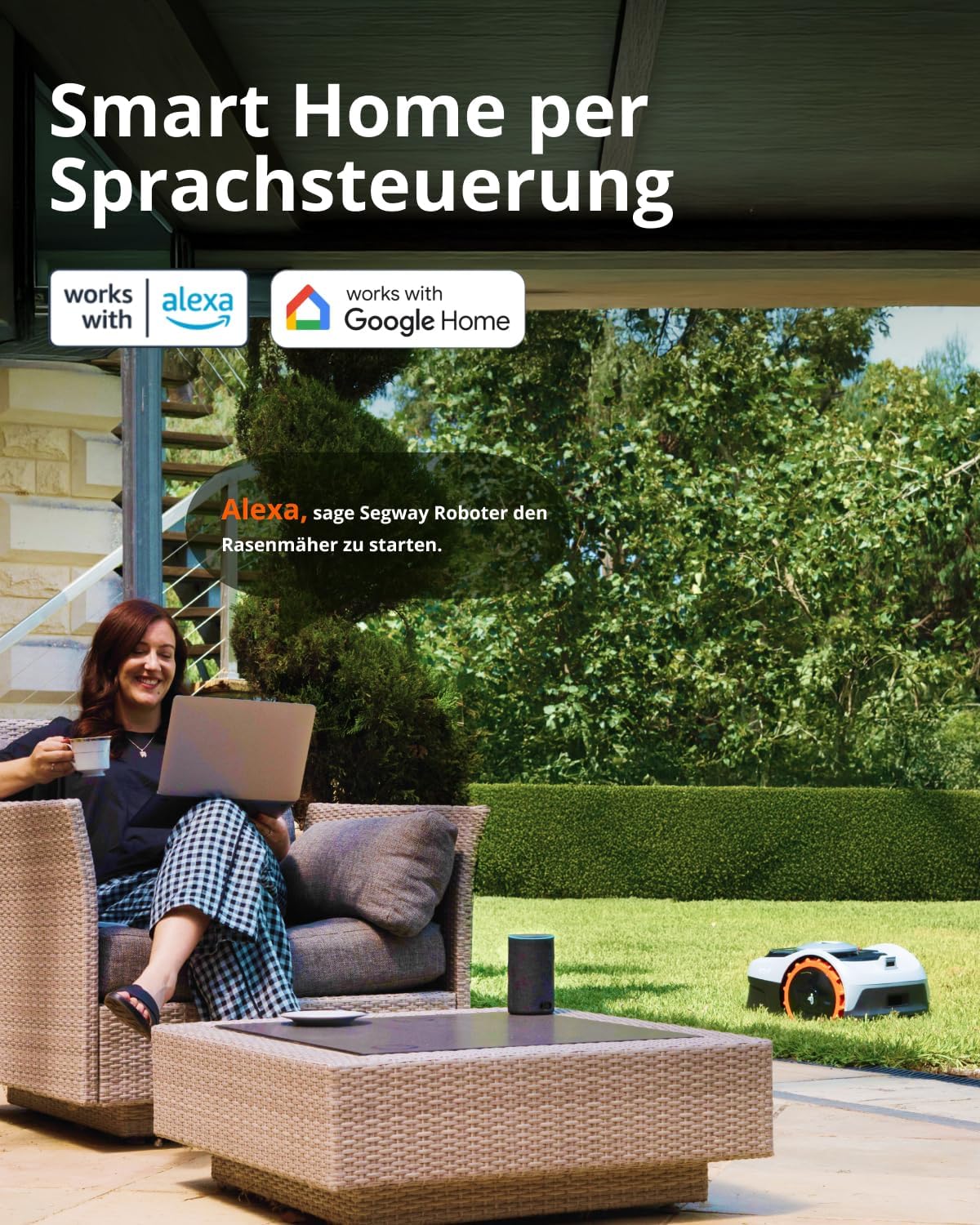 Navimow i105E Robotic Lawnmower without Boundary Cable, Reception 500 m², Max. 600 m², RTK+Vision Lawn Mower Robot Test Winner, Hedgehog Protection Lawn Robot, AI Car Mapping, Virtual Limiting