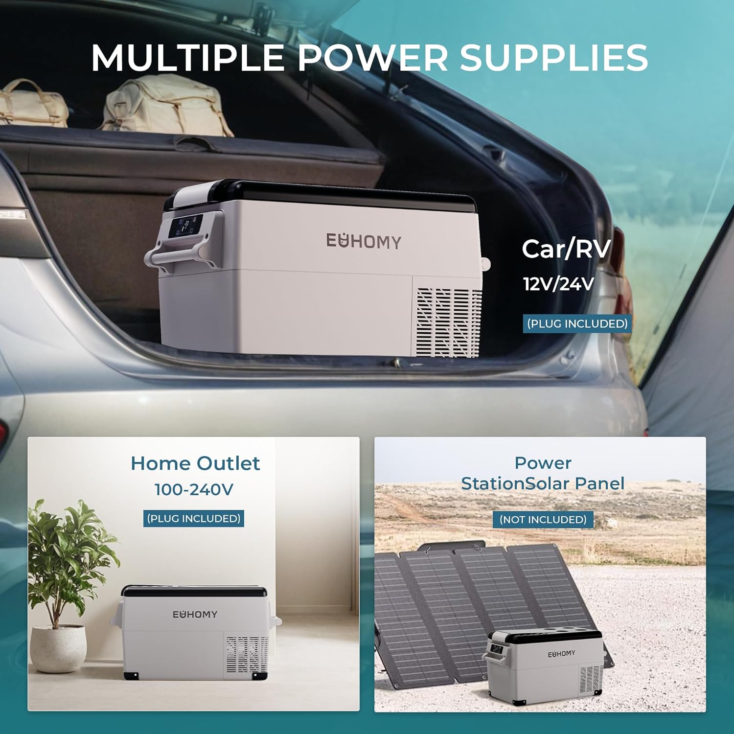 EUHOMY 45L Car Fridge Freezer 12V, Portable Camping Fridge Freezer Car Refrigerators with APP Control, Compressor Fridge with 12/24V DC & 110-240V AC for Camping, RV, Road Trip, Picnic(Gray) [Energy Class B]