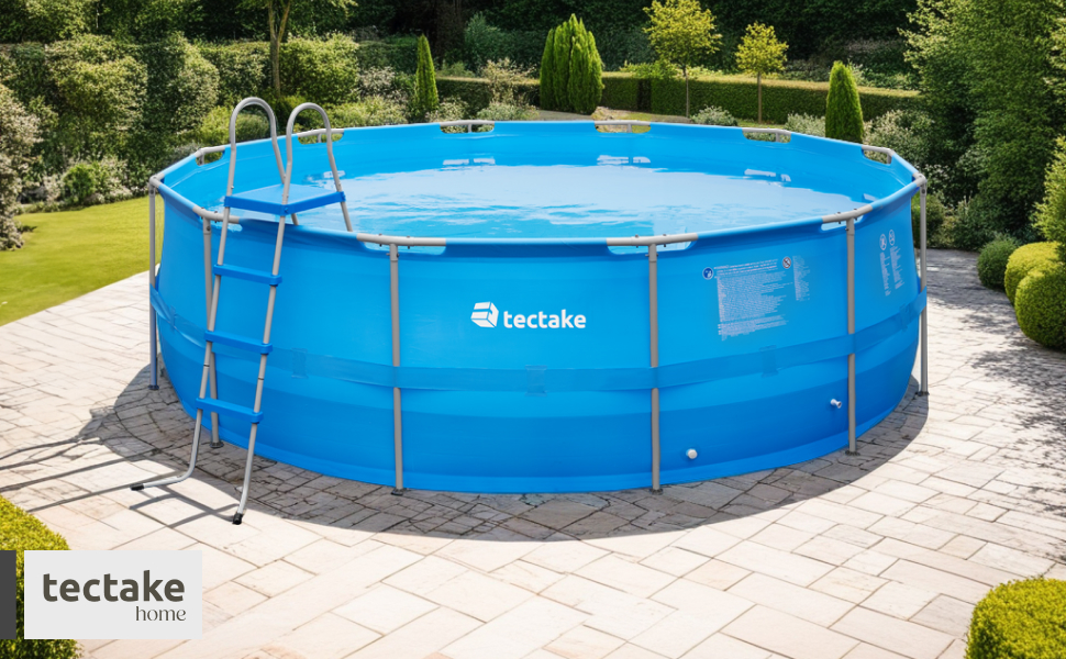 tectake® Swimming Pool Complete Set, Swimming Pool for Garden, Above Ground Pool, Oval, Outdoor Swimming Pool, Large Pool with Accessories, Swimming Pool with Steel Frame Pool, Frame Pool - Blue