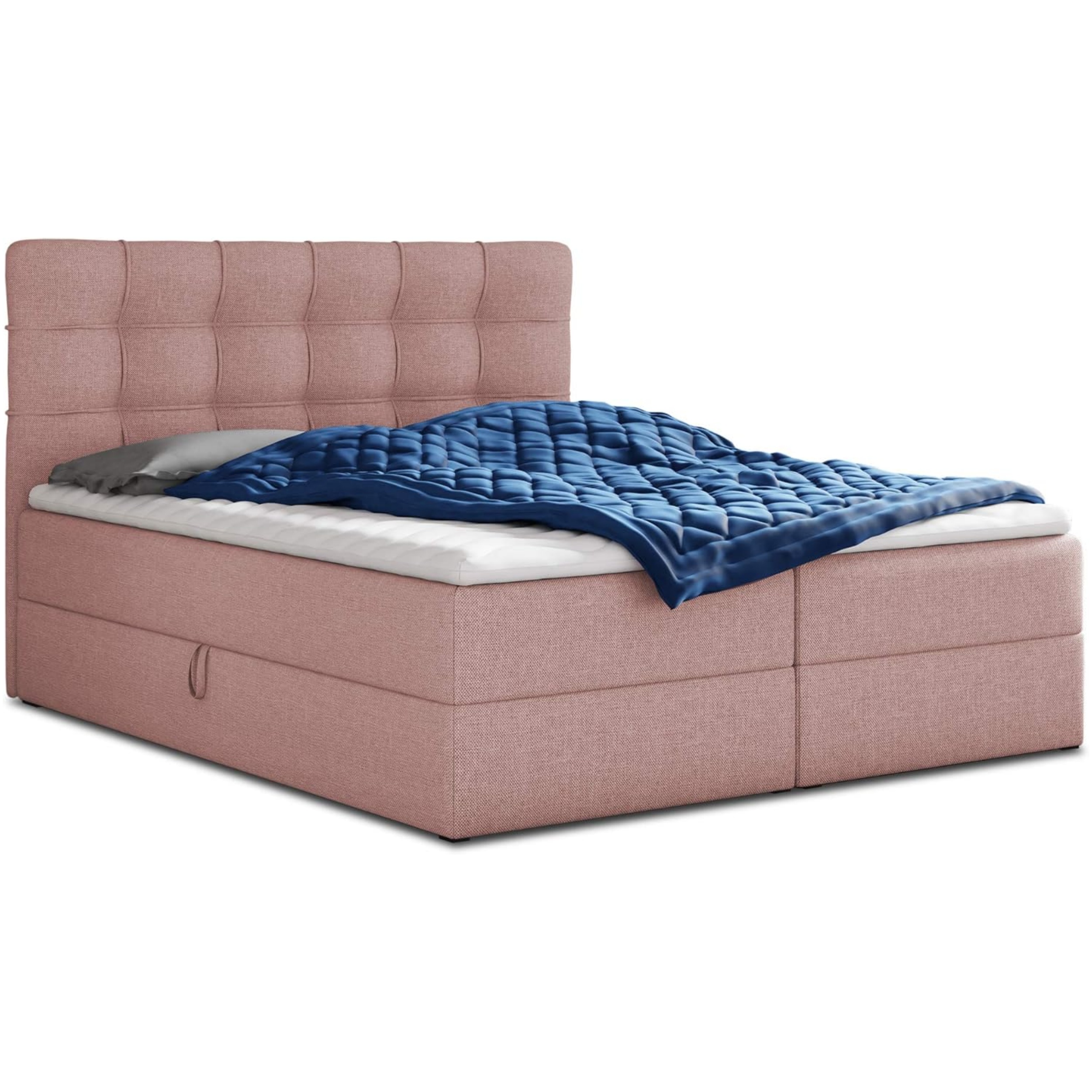 Best Upholstered Box Spring Double Bed Frame with 2 Storage Boxes, Bonell Mattress and Topper, for a Stylish Bedroom, Graphite (Inari 94), 180 x 200 cm