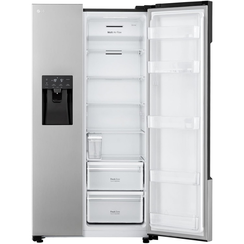 LG GSM32HSBEH, Class E, 562 L, Side-by-Side Refrigerator, Total No Frost, Ice, Crushed Ice and Water Dispenser, Water Tank, Express Cooling, 91.0 x 69.3 x 178.6 cm, Silver [Energy Class E]