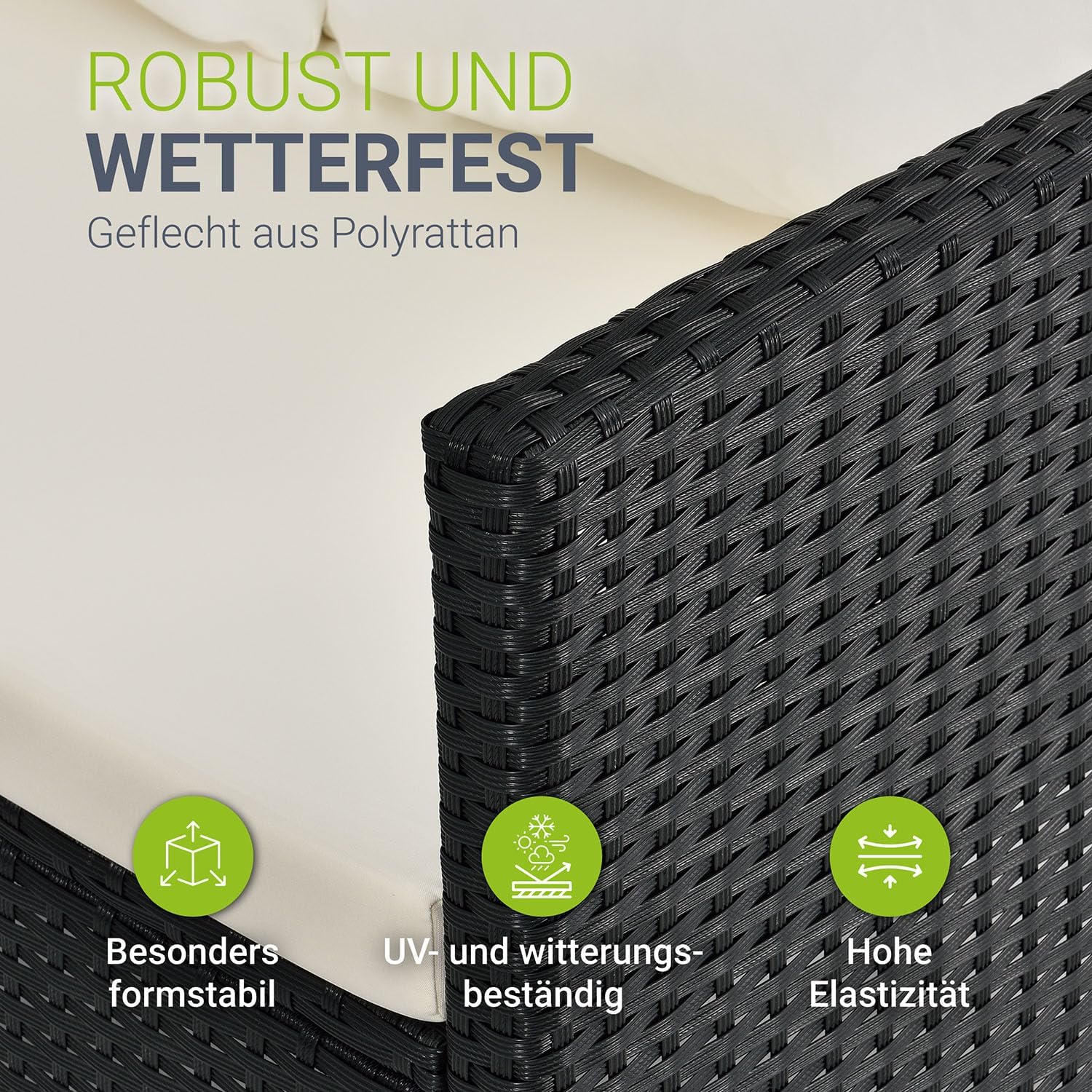 ArtLife Manacor Polyrattan Garden Furniture Set Lounge Black - 2 Cover Colours, black-creme