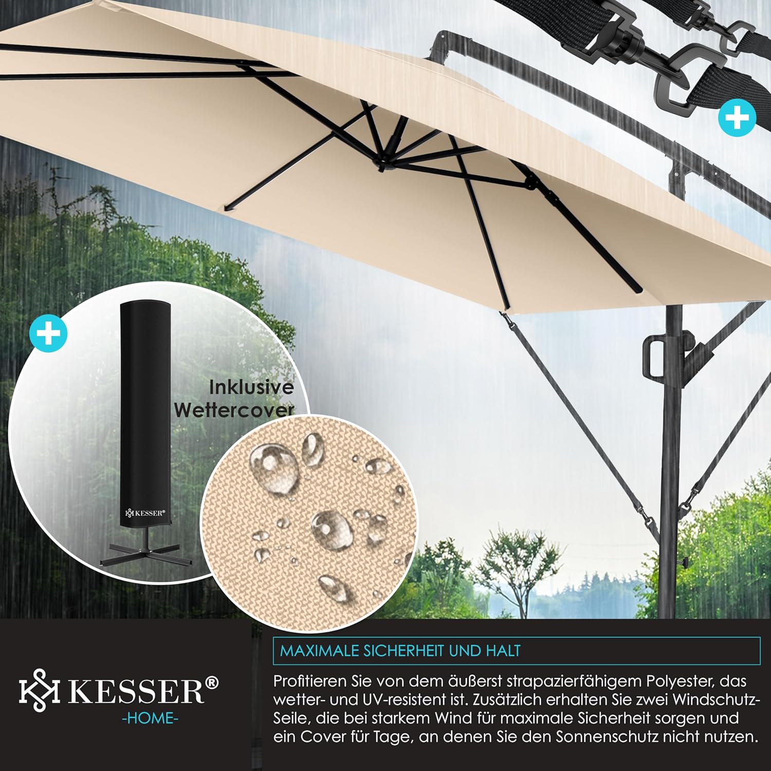 KESSER® Holly Parasol Rectangular with Cover