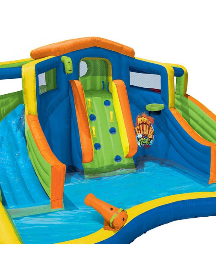 Banzai Inflatable Adventure Club Dual Slide and Pool Backyard Water Park