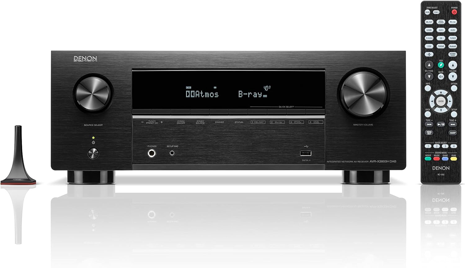 Denon AVR-X2800HDAB 7.2 Channel AV Receiver, HiFi Amplifier with Dolby Atmos, DTS:X, 6 HDMI Inputs and 2 Outputs, 8K HDMI, Bluetooth, DAB, WiFi, AirPlay 2, HEOS Mulitroom, Alexa Compatible, Black
