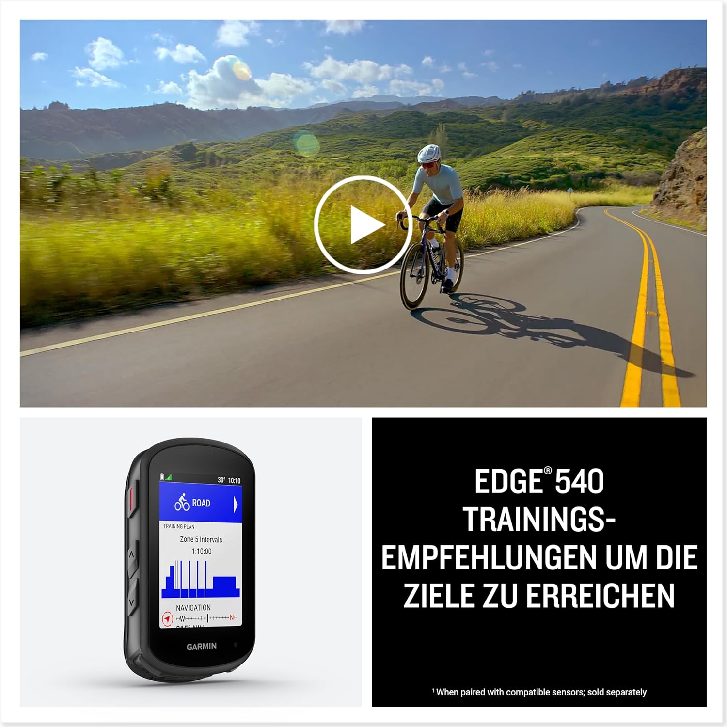 Garmin Edge 540 - EU Central + West, GPS-Fahrradcomputer mit Tastenbedienung, 2,6 Zoll Farbdisplay, Europakarten, umfassenden Leistungsdaten, bis zu 26 Std Akkulaufzeit