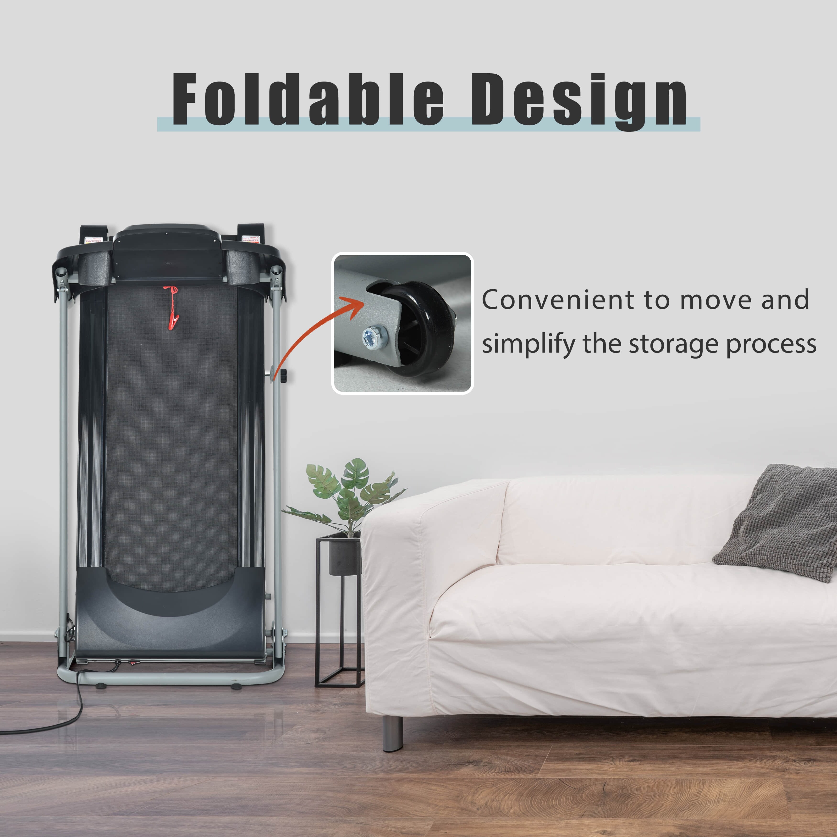 800W Folding Treadmill Electric Motorized Power Running - 48L x 25W x 48H