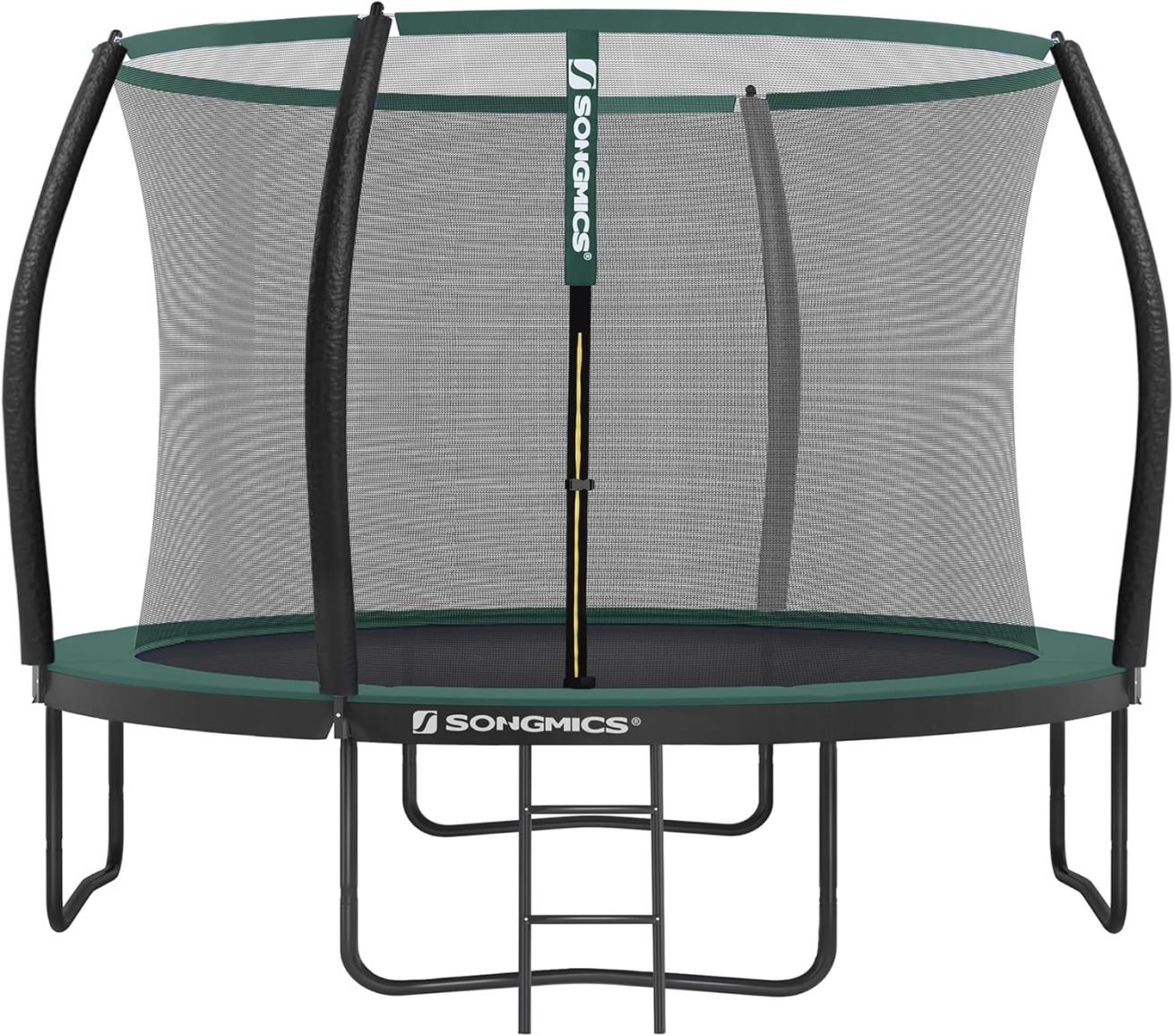 SONGMICS Outdoor Trampoline Ø 305 cm, Round Garden Trampoline for Children with Safety Net, Edge Cover, Ladder and Padded Poles