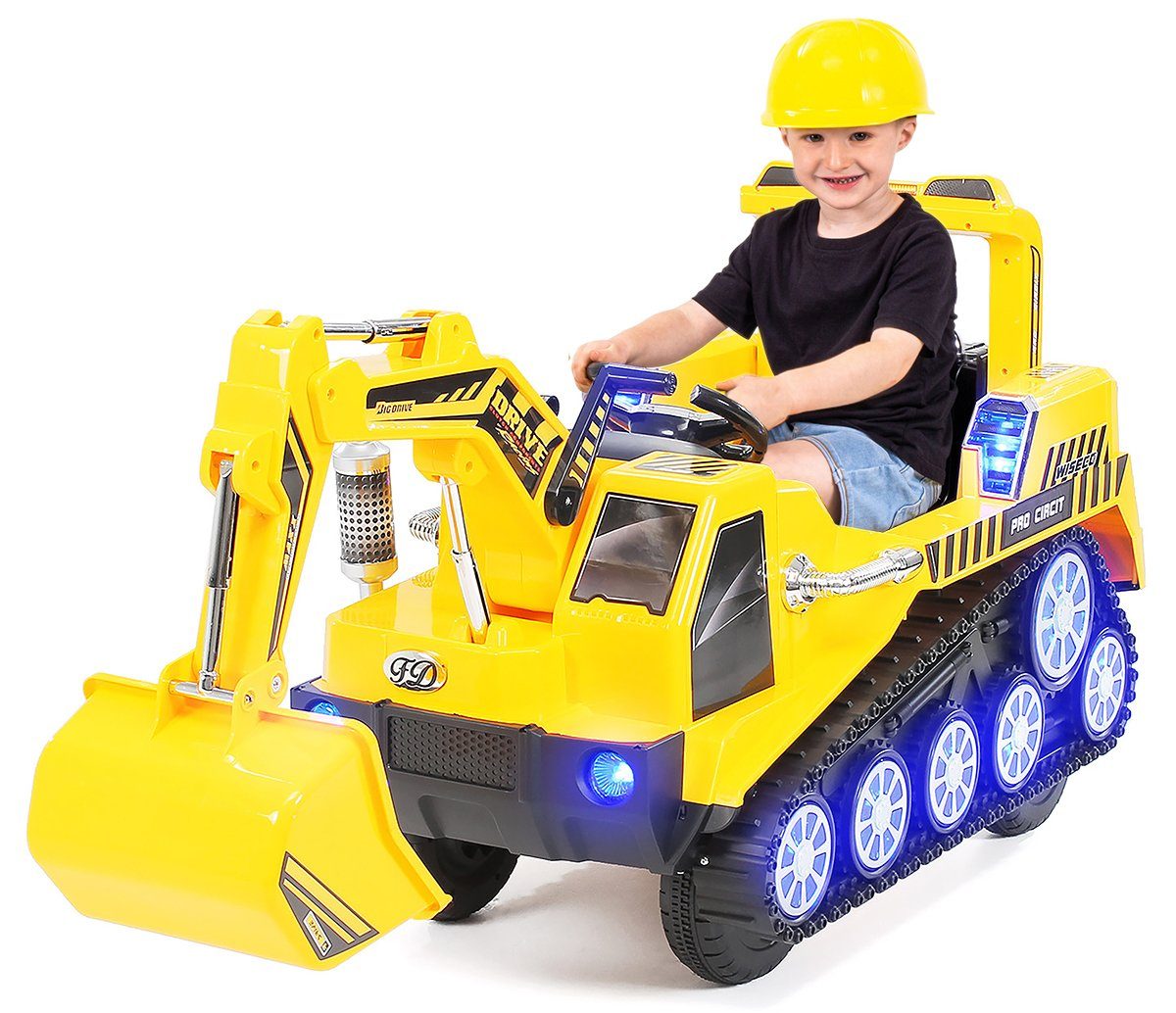 Actionbikes Motors electric children's excavator children's excavator D2811 electric - incl. remote control & automatic brake, load capacity 30 kg, (3-piece), children's electric car vehicle toy from 3 years - sound module - LED