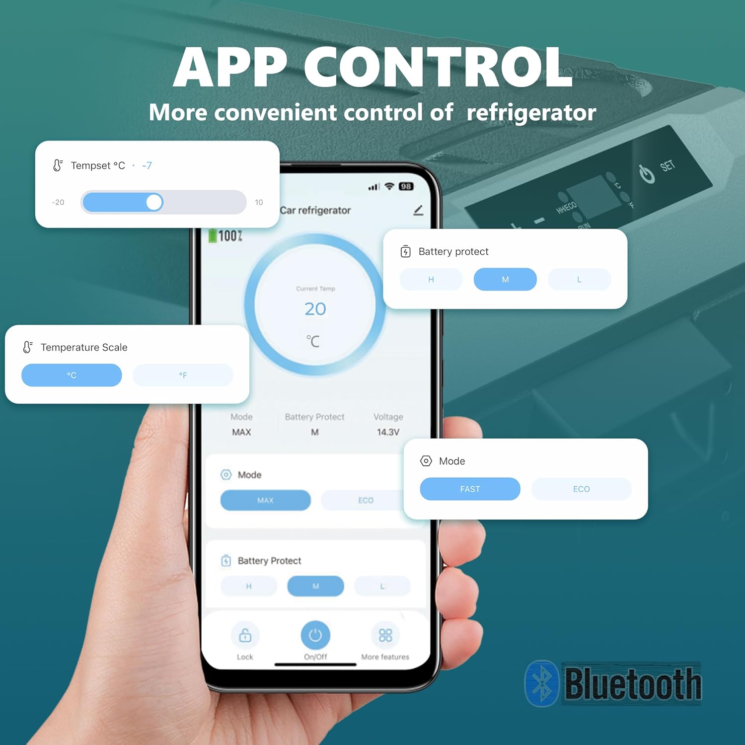 EUHOMY 12V Car Refrigerator, 35L Camping fridge, Portable Freezer 12V/24V DC 220-240V AC, Car Fridge -20℃~20℃ with APP control, Cooler with Wheels & 2 Baskets for Travel,Camping,RV [Energy Class E]