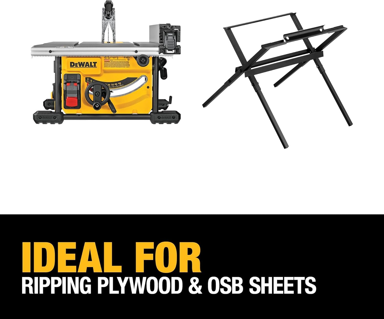DEWALT Portable Table Saw with Stand, 8-1/4 inch, up to 48-Degree Angle Cuts (DWE7485WS)