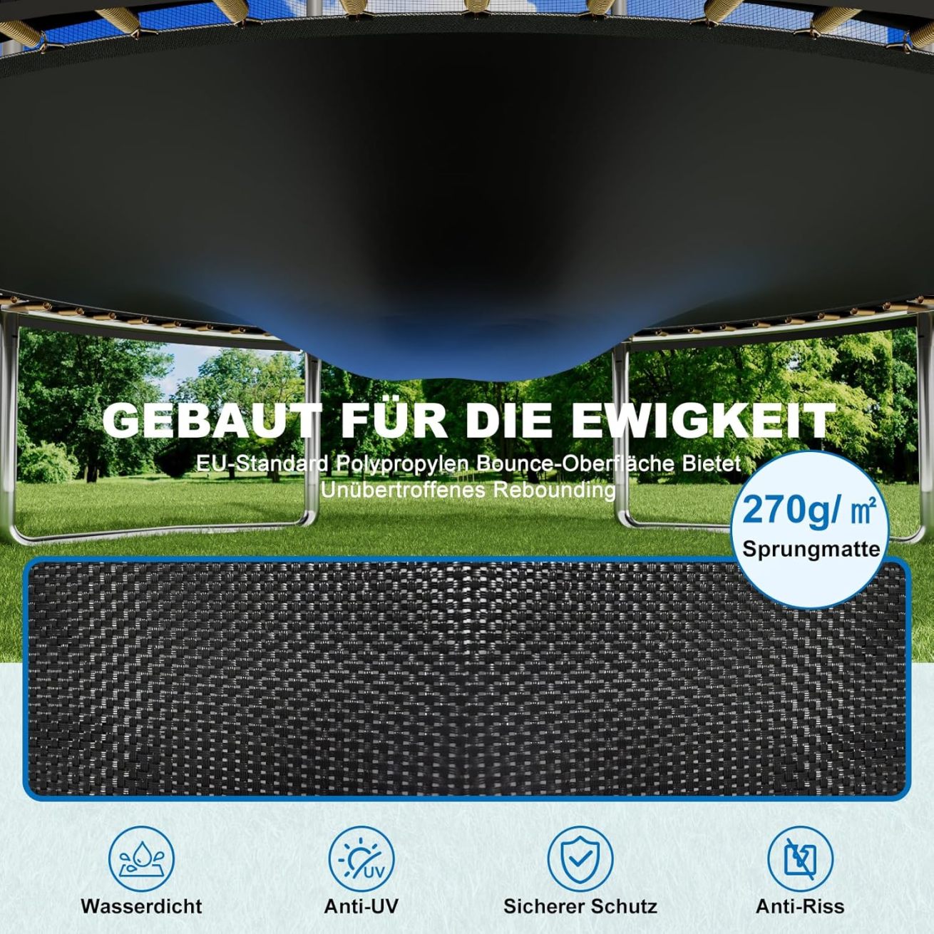 Devoko trampoline outdoor Ø 228 cm indoor trampoline children's garden trampoline, complete set with shoe net, ladder, edge cover, safety net, load capacity 150 kg