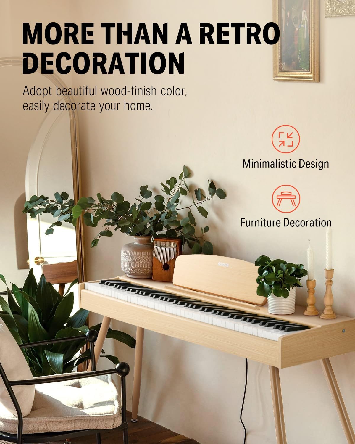 Donner DDP-80 E-Piano 88 Tasten Gewichtet Klavier, Hammermechanik II, Home Digital-Pianos Volle Größe Keyboard mit Ständer, Dreifach-pedal, USB-MIDI und Kopfhöreranschluss