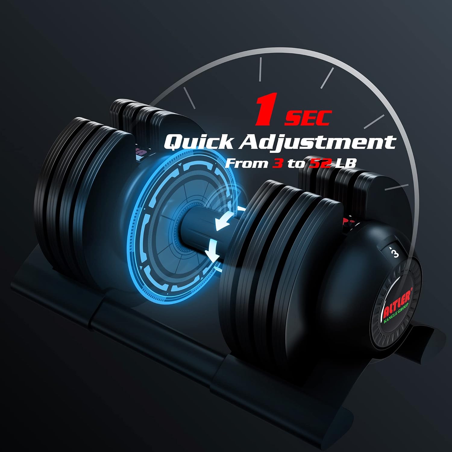 ALTLER Adjustable Dumbbell, 22lb/44lb/52lb Dumbbell Set with Tray for Workout Strength Training Fitness, Adjustable Weight Dial Dumbbell with Anti-Slip Handle and Weight Plate for Home Exercise