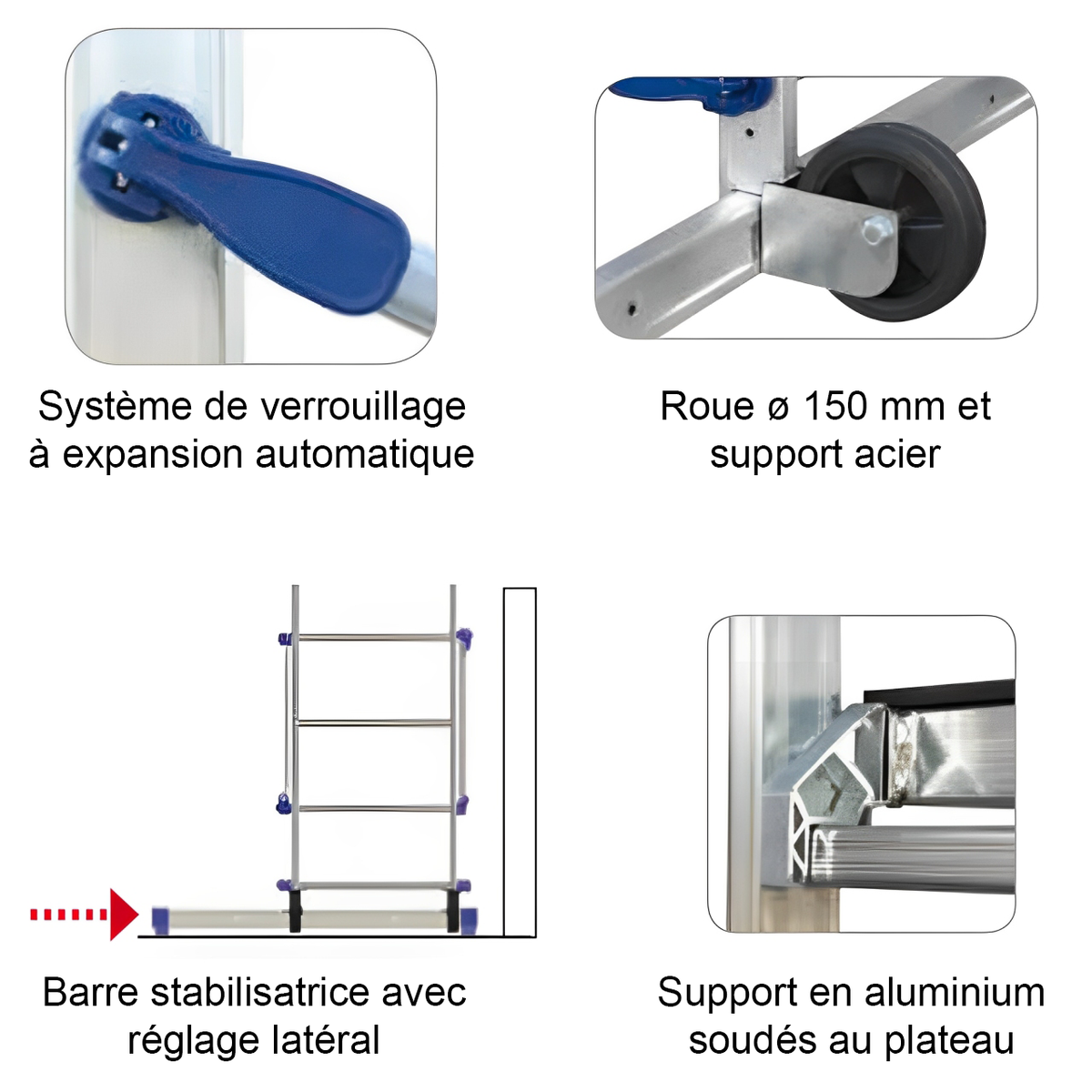 Echafaudage hauteur de travail 4,36 - Alu Clic