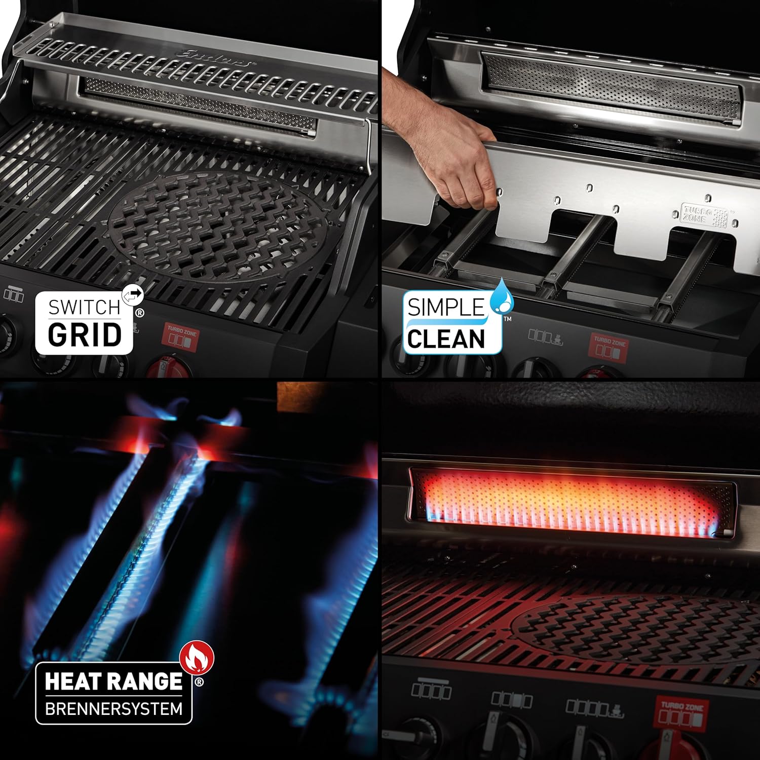 Enders® Gasgrill MONROE PRO 3 SIK TURBO SHADOW, 3-Brenner, Infrarot-Backburner, Seitenkocher, PanoVision Sicht, SWITCH GRID™ mit Sear Grate, HEAT RANGE™, 800 °C TURBO ZONE™, SIMPLE CLEAN™ #8381