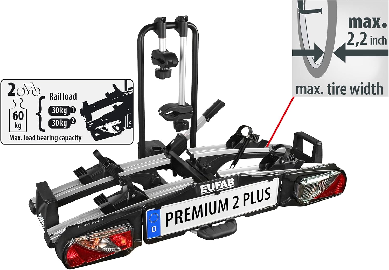 EUFAB 11523 premium II rear carrier for tow bar attachment