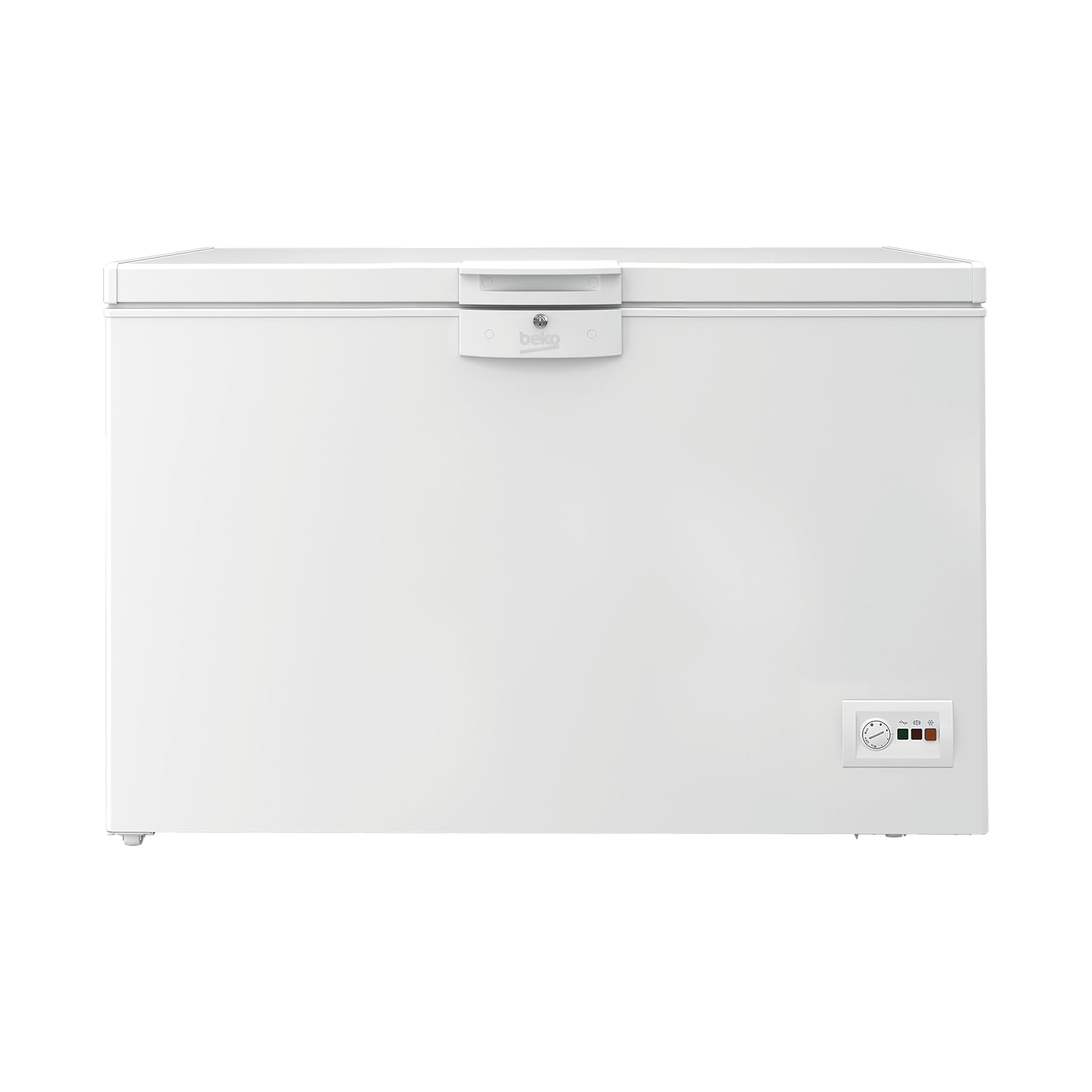 Beko HSM27050 Freezer, Freezer, 284 L Usable Volume, 2 Freezer Baskets, Temperature Alarm, Lockable, LED Display System, Interior Lighting, 36 dB (A), Transport Wheels, White [Energy Class D]