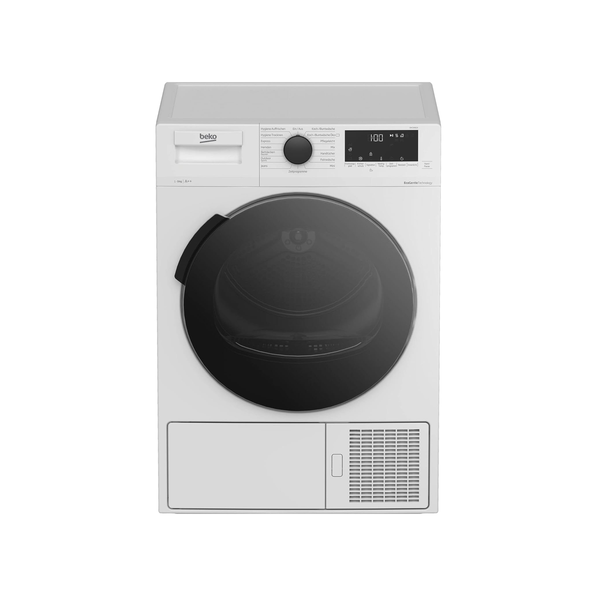 Beko DHC946GX Tumble Dryer with Heat Pump Technology, Stainless Steel Drum, 9 kg, A++, Hygienic Drying & Hygiene Refresh, White [Energy Class A++]