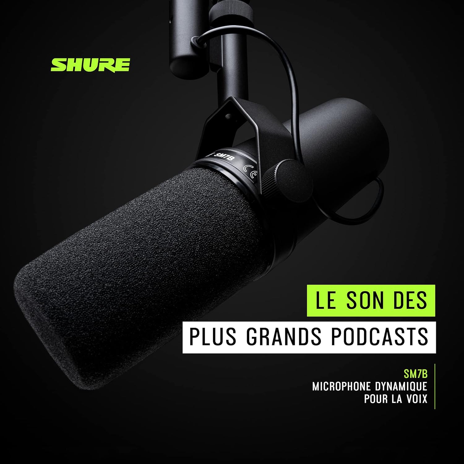 Shure SM7B Microphone Dynamique Cardioïde, Son Doux et Chaleureux pour Le Broadcast, Le Podcast ou L’Enregistrement