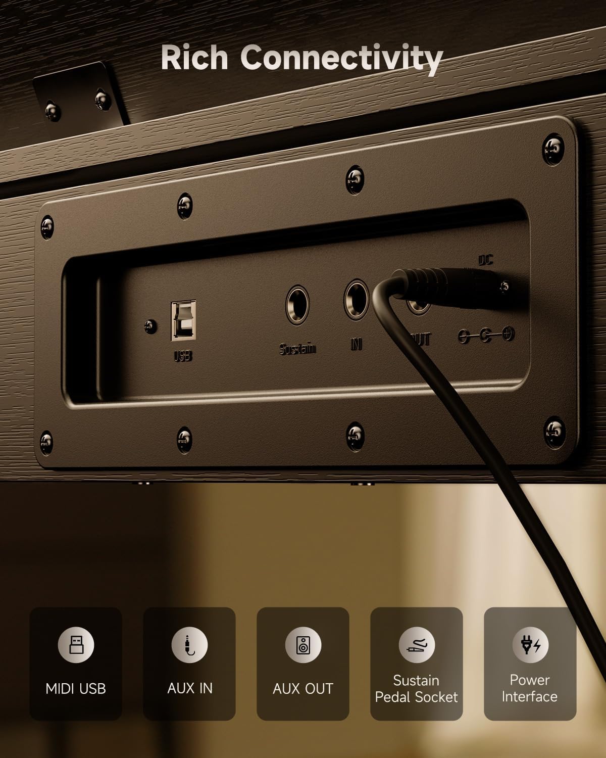 Donner OURA S100 88 Key Weighted Keyboard Piano with 3 Demo Songs, 15 Tones, Bluetooth Audio/MIDI, Home Digital Piano for Beginners, Advanced, Black