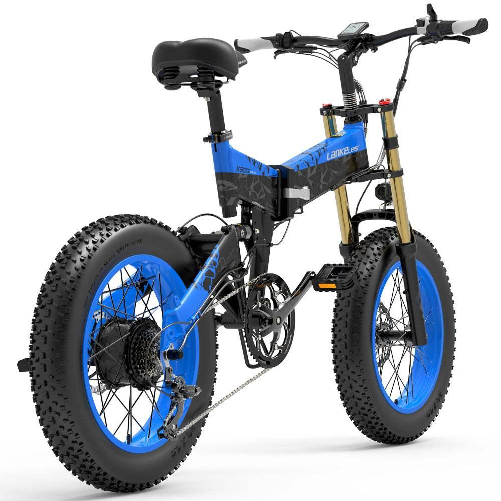 Lankeleisi X3000 Plus 1000W 20 Fatbike Dual Crown Fork Faltbares E-Mountainbike 17.5Ah