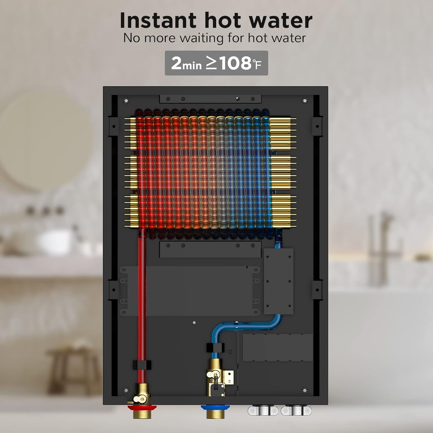 Airthereal Electric Tankless Water Heater, 27kW, 240Volts - Endless On-Demand Hot Water - Self Modulates to Save Energy Use - Small Enough to Install Anywhere - for 3 Showers, Evening Tide series