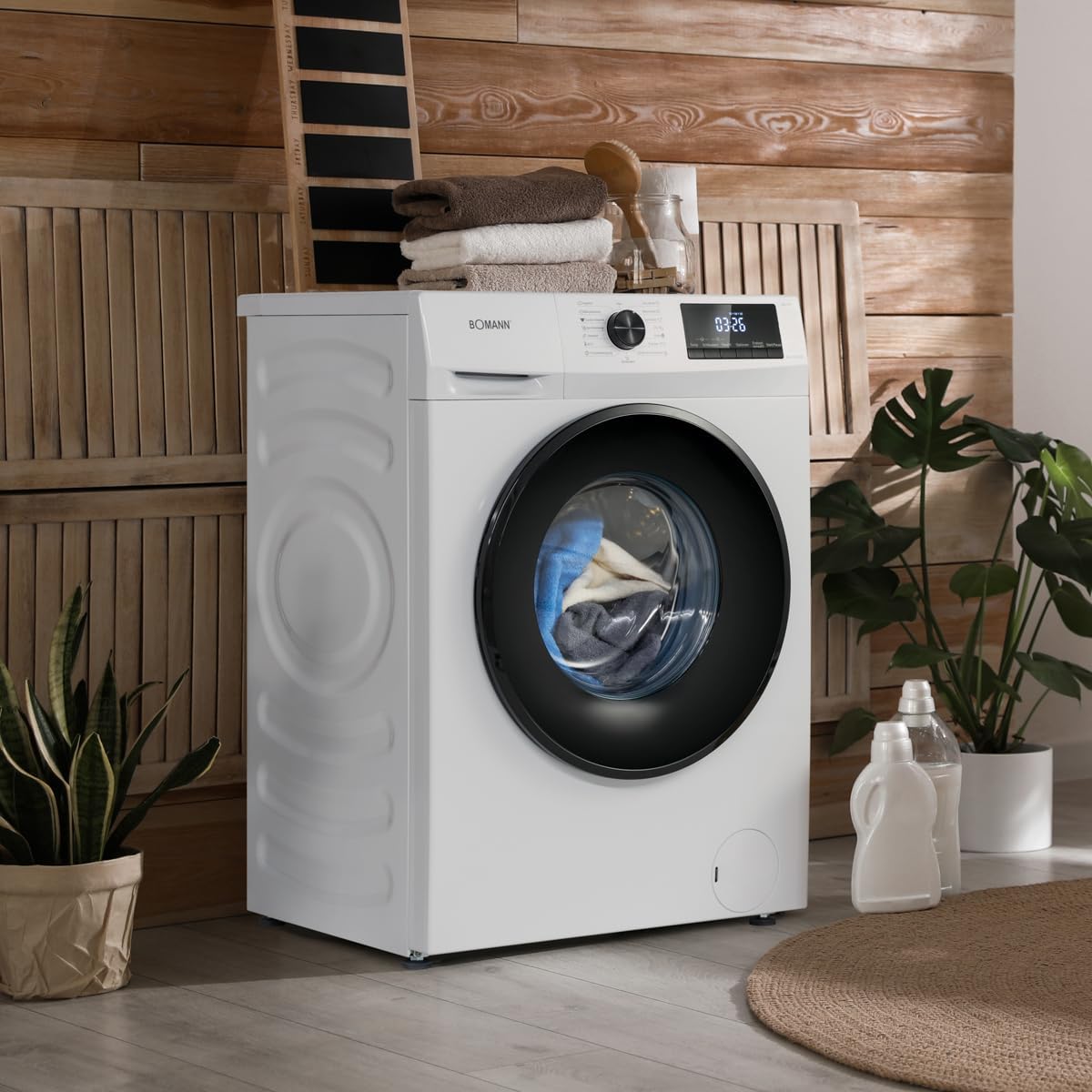 Bomann® Waschmaschine 7kg | max. 1400 U/min | 10 Jahre Motor-Garantie | effizienter, leiser & langlebiger Invertermotor | 15 Programme | Endzeitvorwahl | LED-Display | Washing Machine | WA 7175 weiß [Energieklasse A]