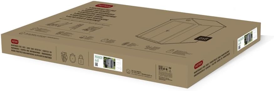 Keter Casetta da giardino Manor 6x8, Finitura Effetto Legno Graffiato, Grigia, 185,8x236,8x227 H Cm