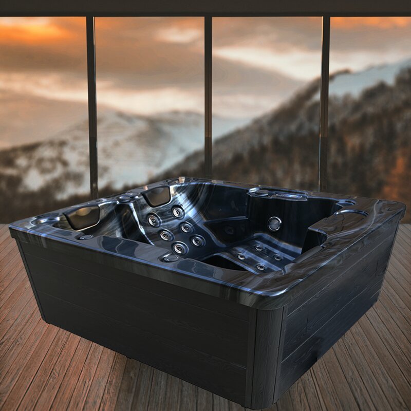 WSINC 3 - Person 27 - Jet Acrylic Rectangular Hot Tub with Ozonator in Grey Oak