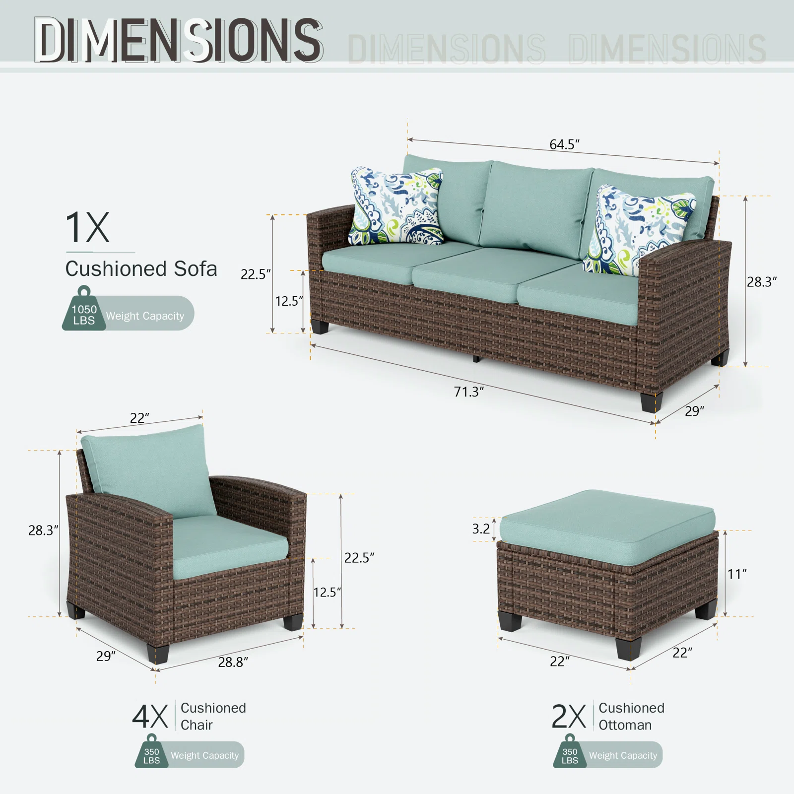 Wicker 9 - Person Garden Lounge Set with Cushions