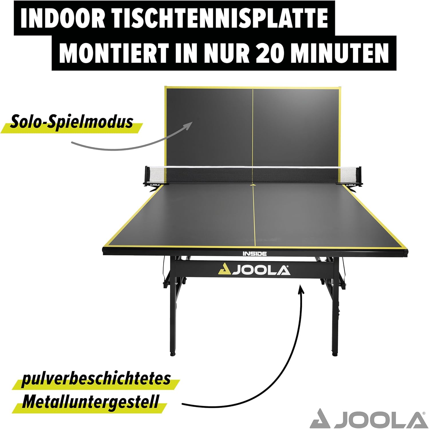 JOOLA Indoor Table Tennis Table Foldable - Quick Assembly - Includes Table Tennis Net, 274 x 152.5 x 76 cm