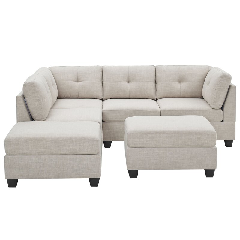 Chenault 92′′ Wide Reversible Modular Sofa & Chaise With Ottoman
