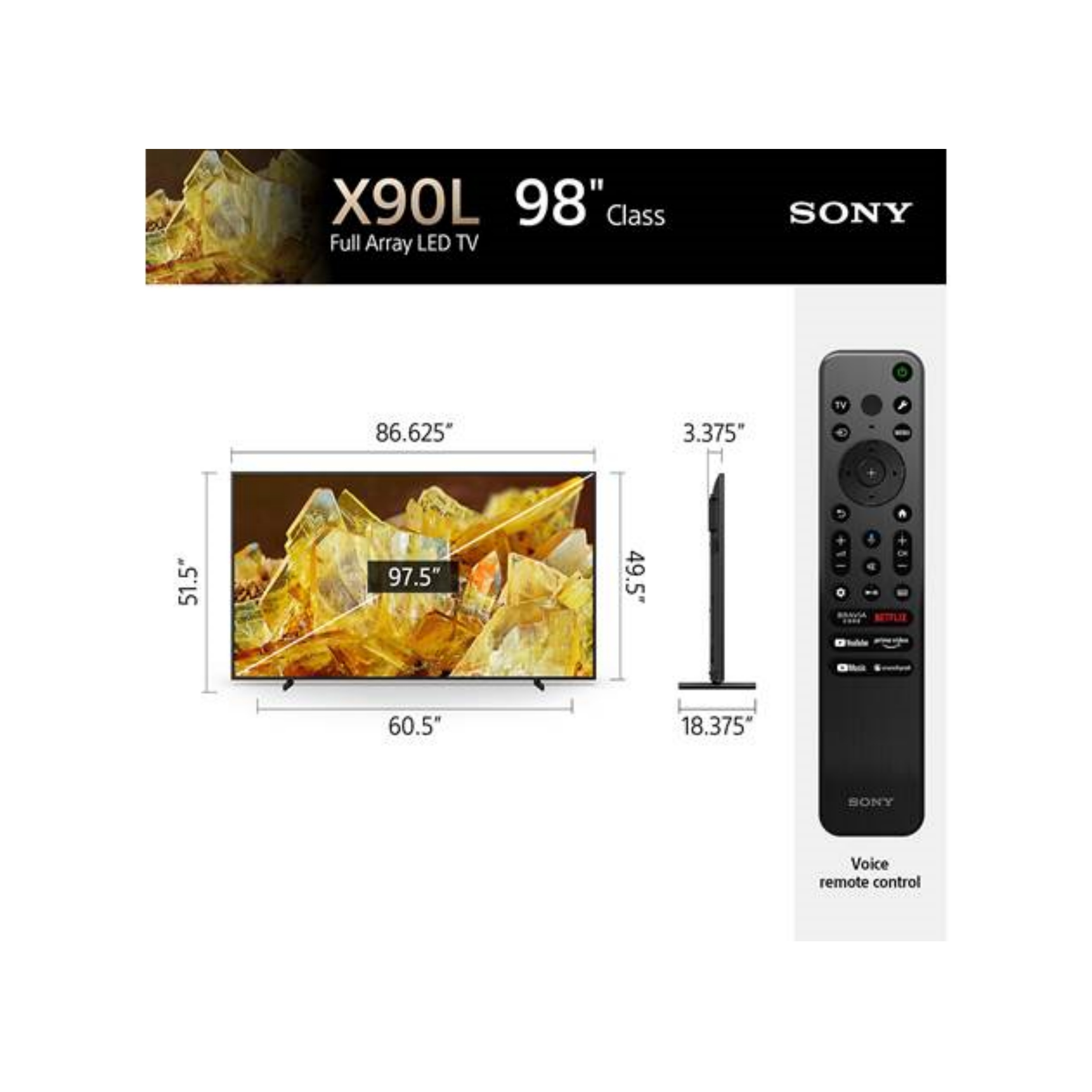 Sony BRAVIA XR98X90L X90L Smart LED 4K UHD TV with HDR (98)