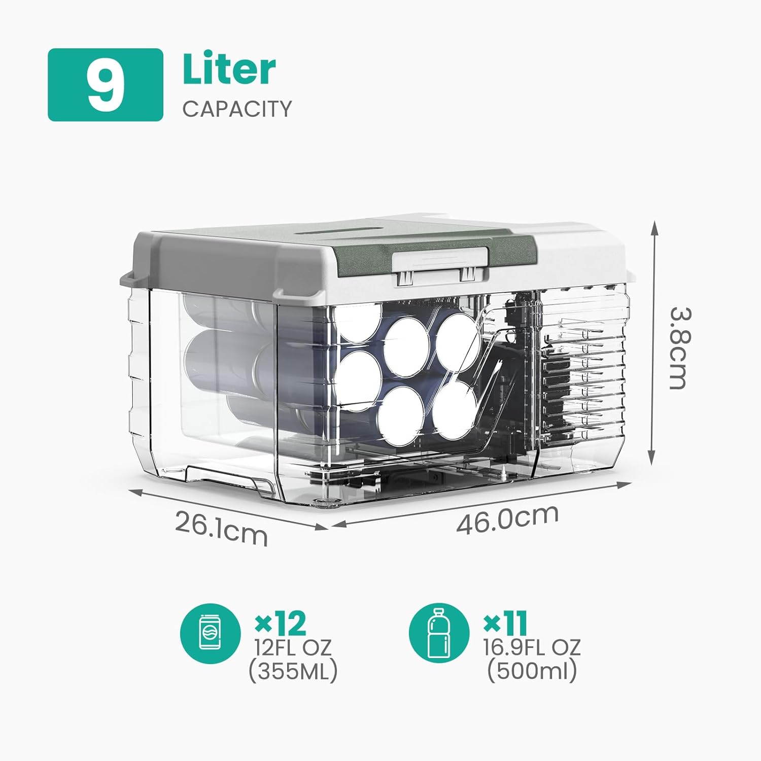 Alpicool NL9 Car Mini Fridge 9L 12V Car Refrigerator (-20℃-20℃) Portable Fridge Freezer 12V/24V DC 100~240 Volt AC Electric Cooler Box for Camping RV Road Trip Picnic Truck Camper [Energy Class C]