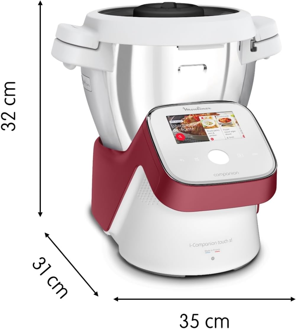 Moulinex Robot da Cucina Multifunzione I-Companion Touch, Potenza 1550 W, Capacità 4,5L, Temperatura da 30 a 150 °C, 14 Programmi Automatici e 5 Accessori Dedicati, HF9345