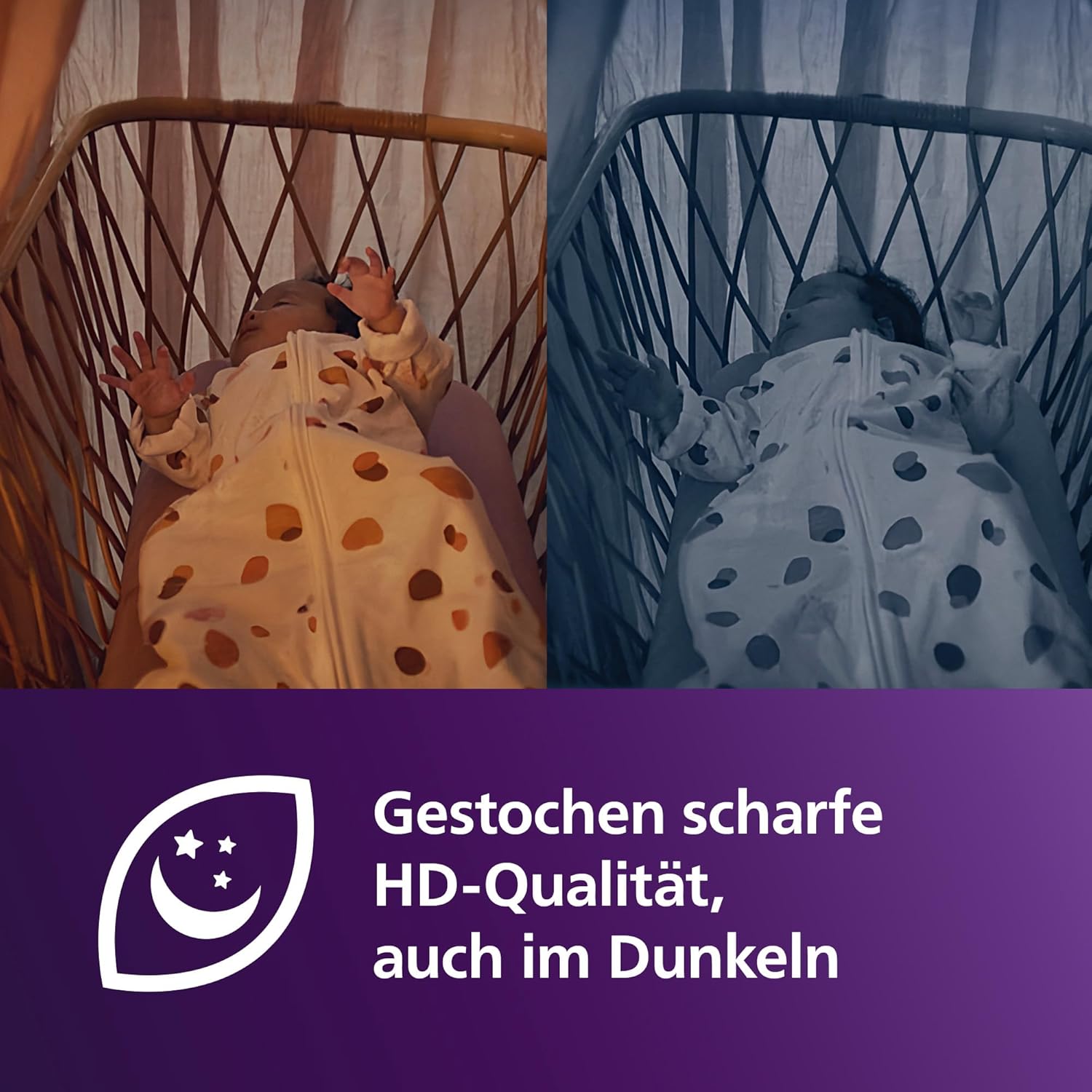 Philips AVENT Philips Connected Videophone mit WLAN, hochwertiger HD-Kamera, Infrarot-Nachtsichtfunktion, Schrei-Erkennung, Gegensprechfunktion, DEKRA Zertifiziert privat und sicher, SCD951/26