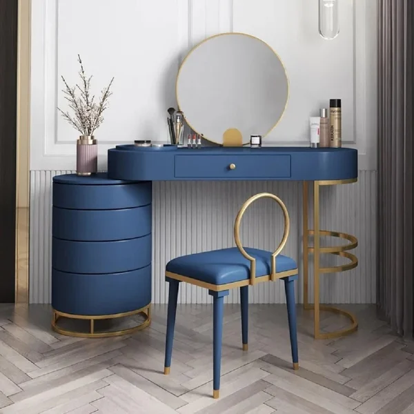 Makeup Vanity Dressing Table with Swivel Cabinet Mirror & Stool Included
