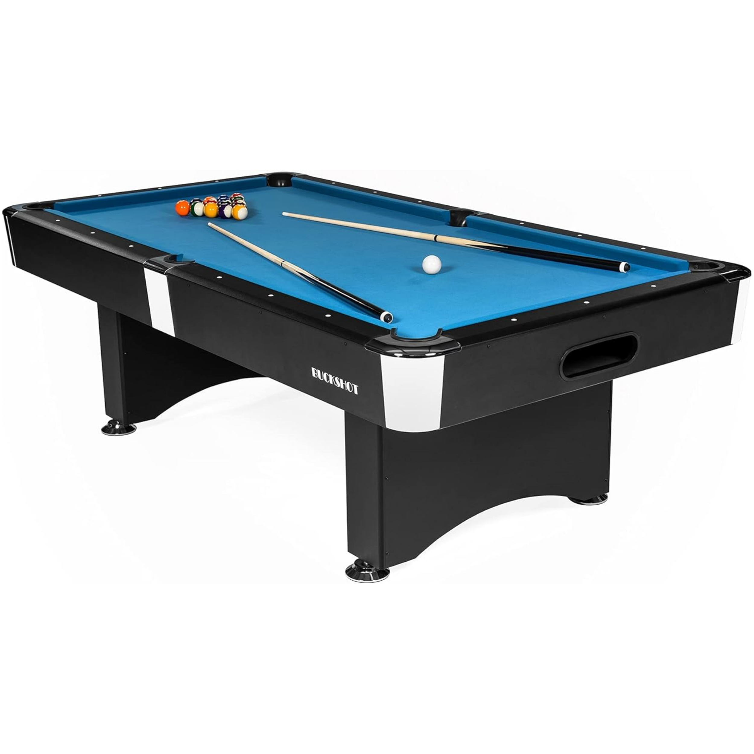 Buckshot Manhattan Billiard Table 8 ft (2.4 m) - 244 x 132 x 80 cm - 8-Foot Pool / Billiards Table with Ball Return and Accessories - 130 kg