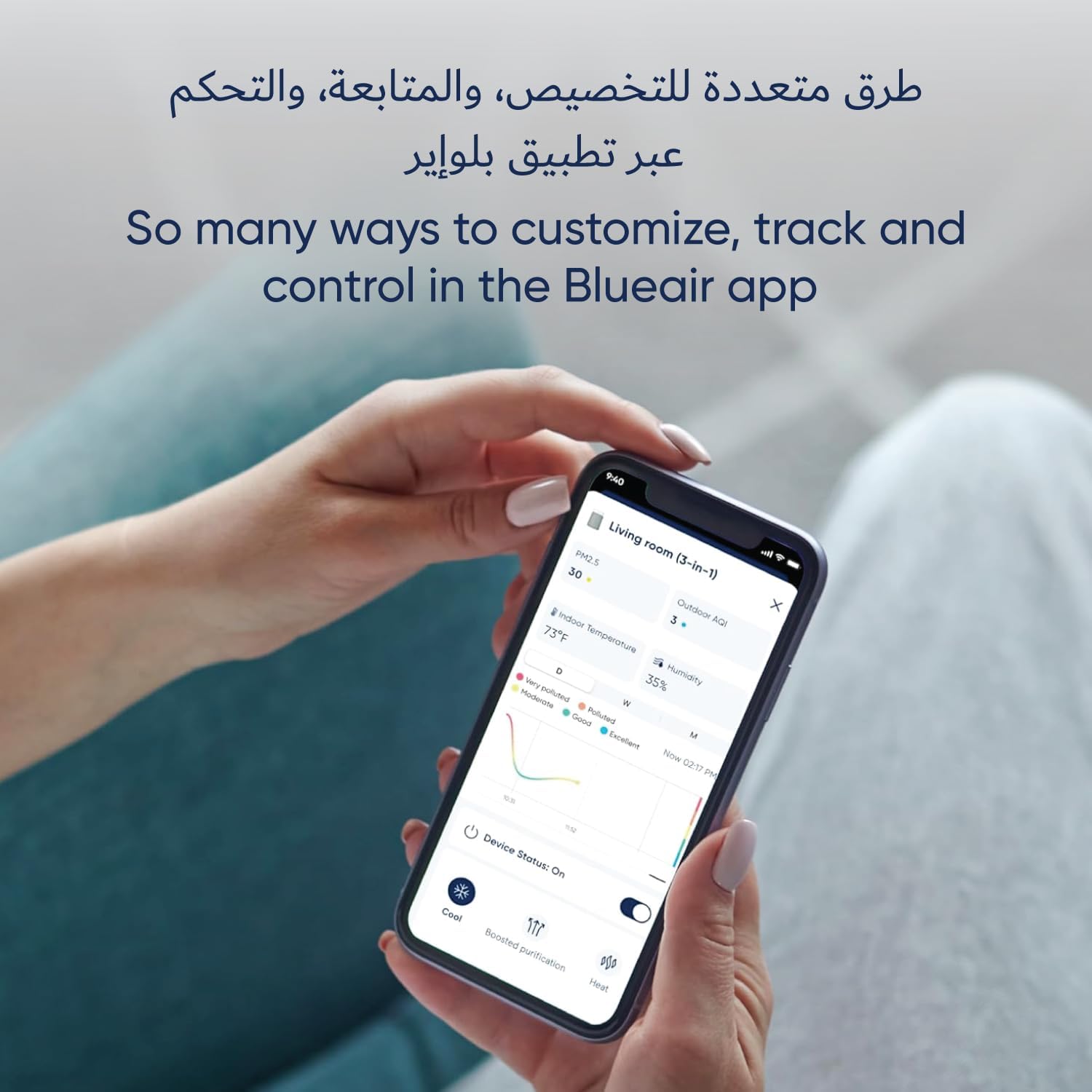 Blueair Classic Pro CP7i Premium Air Purifier for Home, Smart Air Purifier for Pet Allergens, Quiet, Blue Light Sterilisation | Tackles Viruses & Bacteria | Purifies up to 130m² in 30 minutes