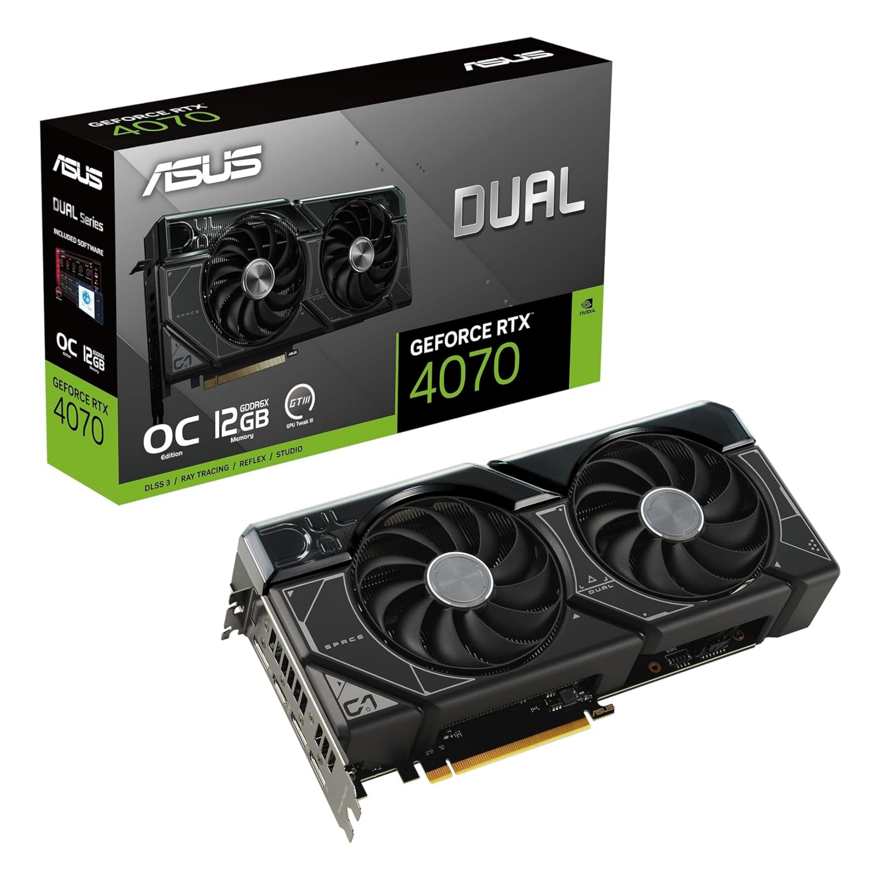 ASUS TUF Gaming GeForce RTX 4070 12GB GDDR6X OC Edition Gaming Graphics Card (NVIDIA GeForce RTX4070 DLSS 3, PCIe 4.0, 1x HDMI 2.1, 3X DisplayPort 1.4a, TUF-RTX4070-O12G-GAMING)