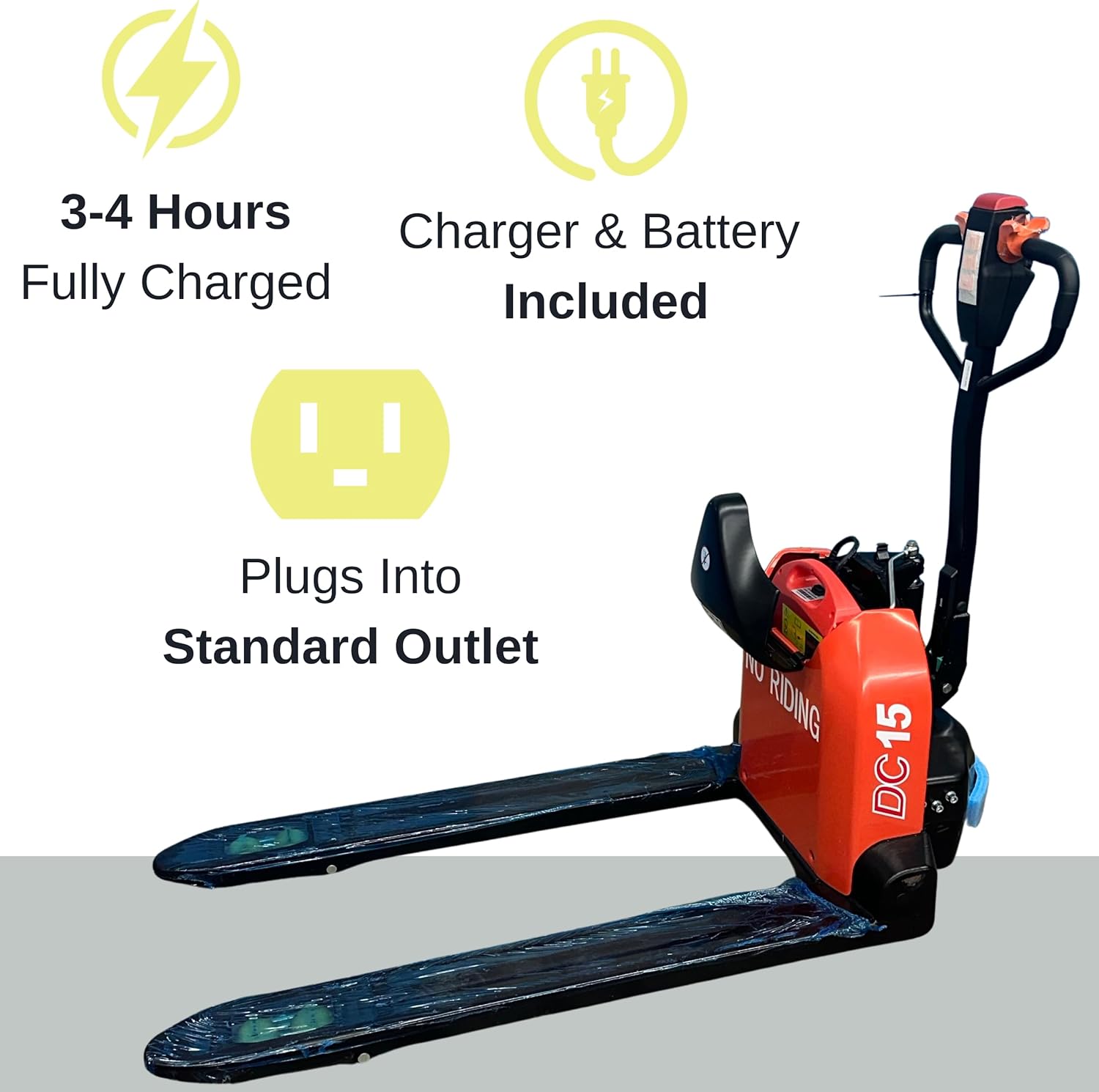 Heli Fully Electric Pallet Jack, 3,300-lbs Capacity Pallet Truck, Standard Duty 27 x 48 Forks, Lithium Battery Truck Motorized Lift Trucks
