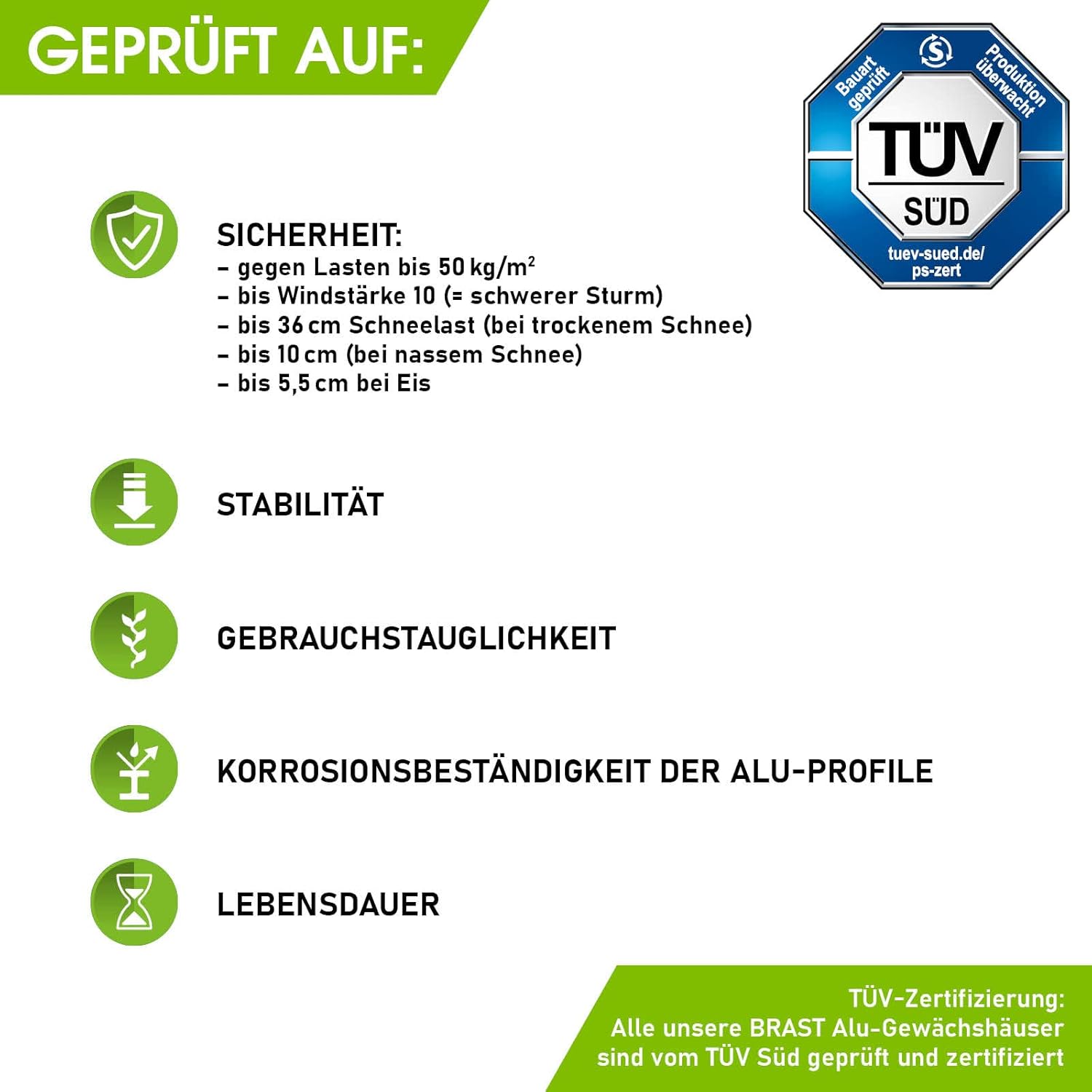 BRAST Aluminium Greenhouse with Base 310 x 250 x 235 cm, TÜV Tested, 6 mm Hollow Chamber Panels, Rustproof/Weatherproof/Temperature-Resistant
