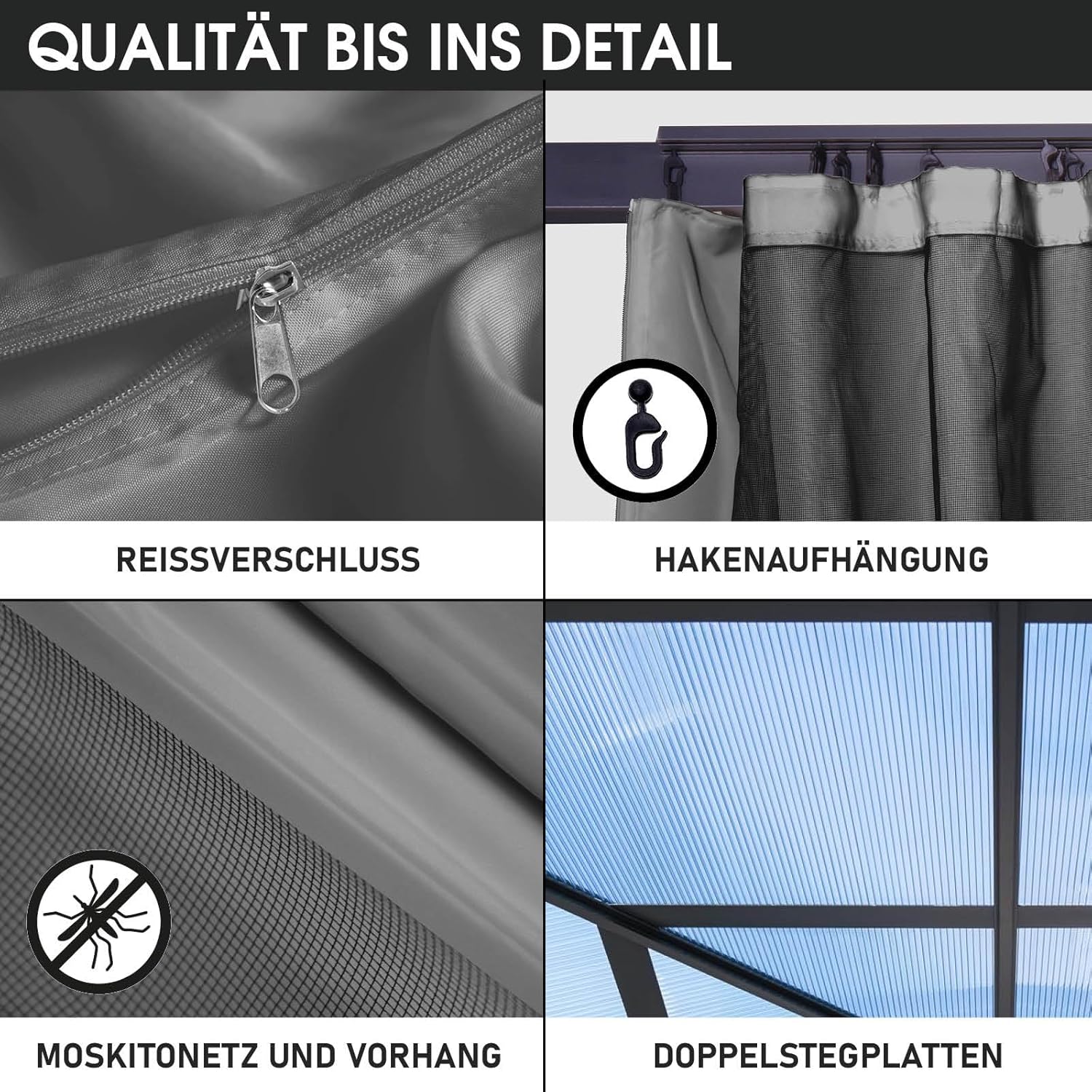 Brast Garden Gazebo, Aluminium, 2 Colours, 3 Sizes and 16 Models, 3 x 3 m / 3 x 4 m / 3.6 x 4.8 m