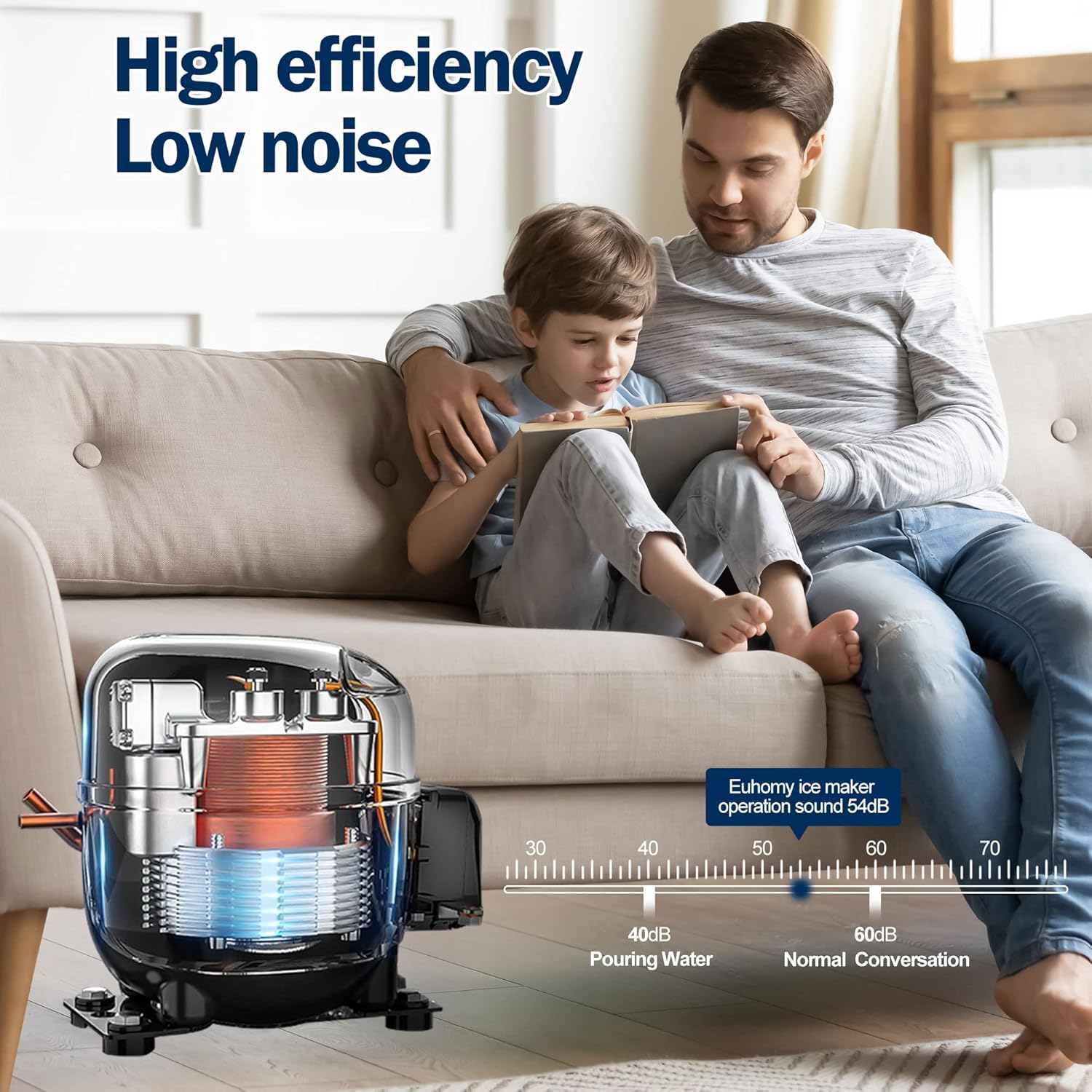 EUHOMY Commercial Ice Maker Machine, Stainless Steel Under Counter ice Machine , Freestanding Ice Maker.