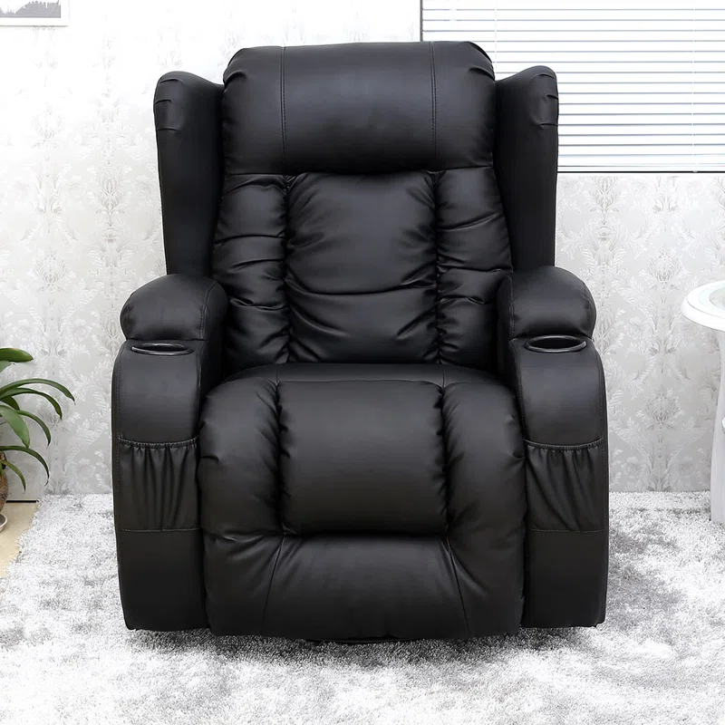 Bonded Leather Electric Recliner with Massager and Heating