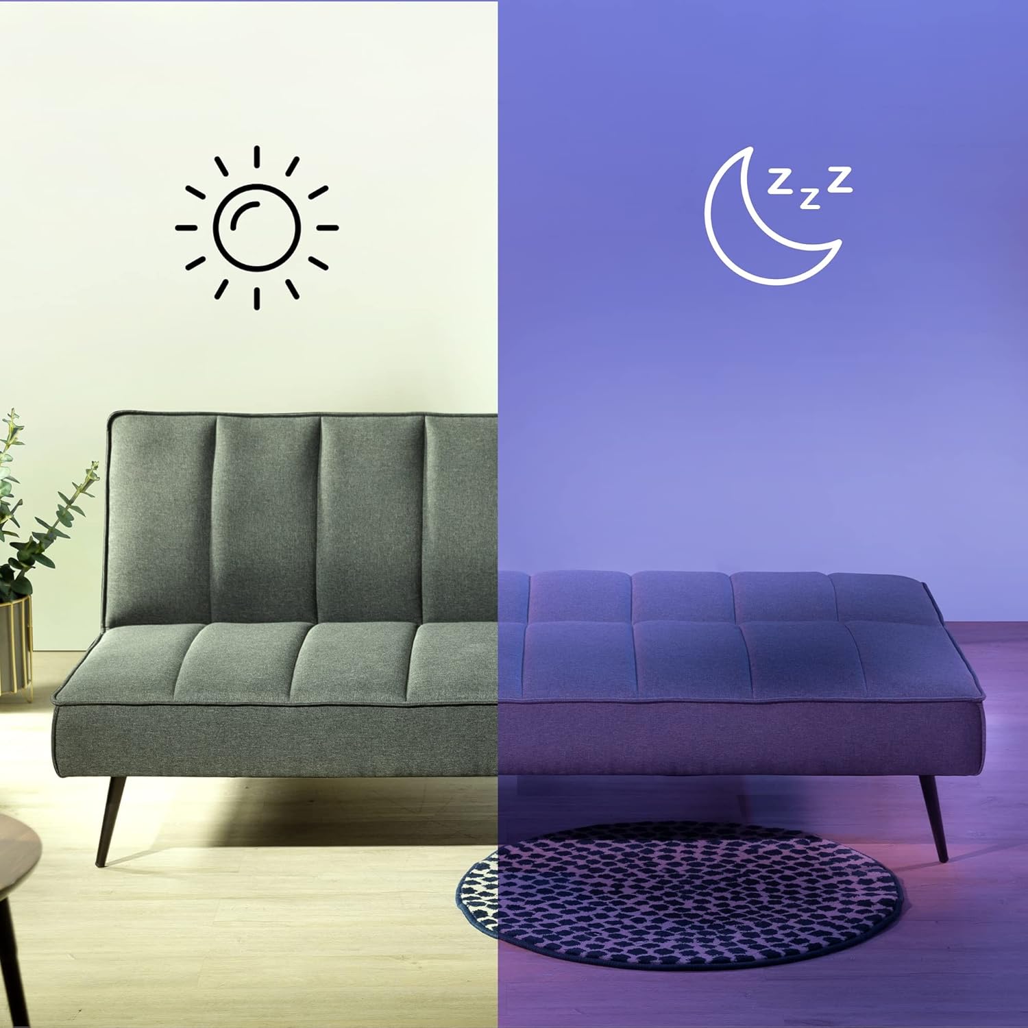 Zinus Quinn Clic Clac Sofa Bed - 2-in-1 Folding Sofa Bed - Suitable for Guest Rooms and Small Spaces