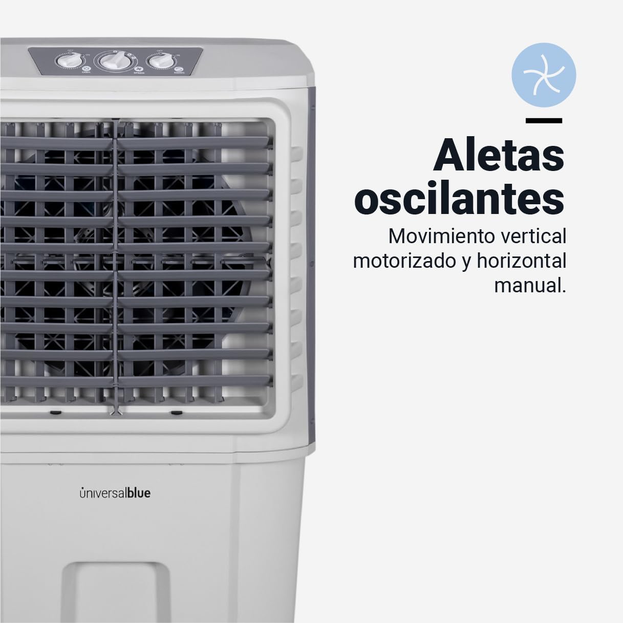UNIVERSALBLUE |Climatizador 80L | Blanco | Modo Frío y Evaporación | 210W | 3 años De Garantía | 3 Velocidades