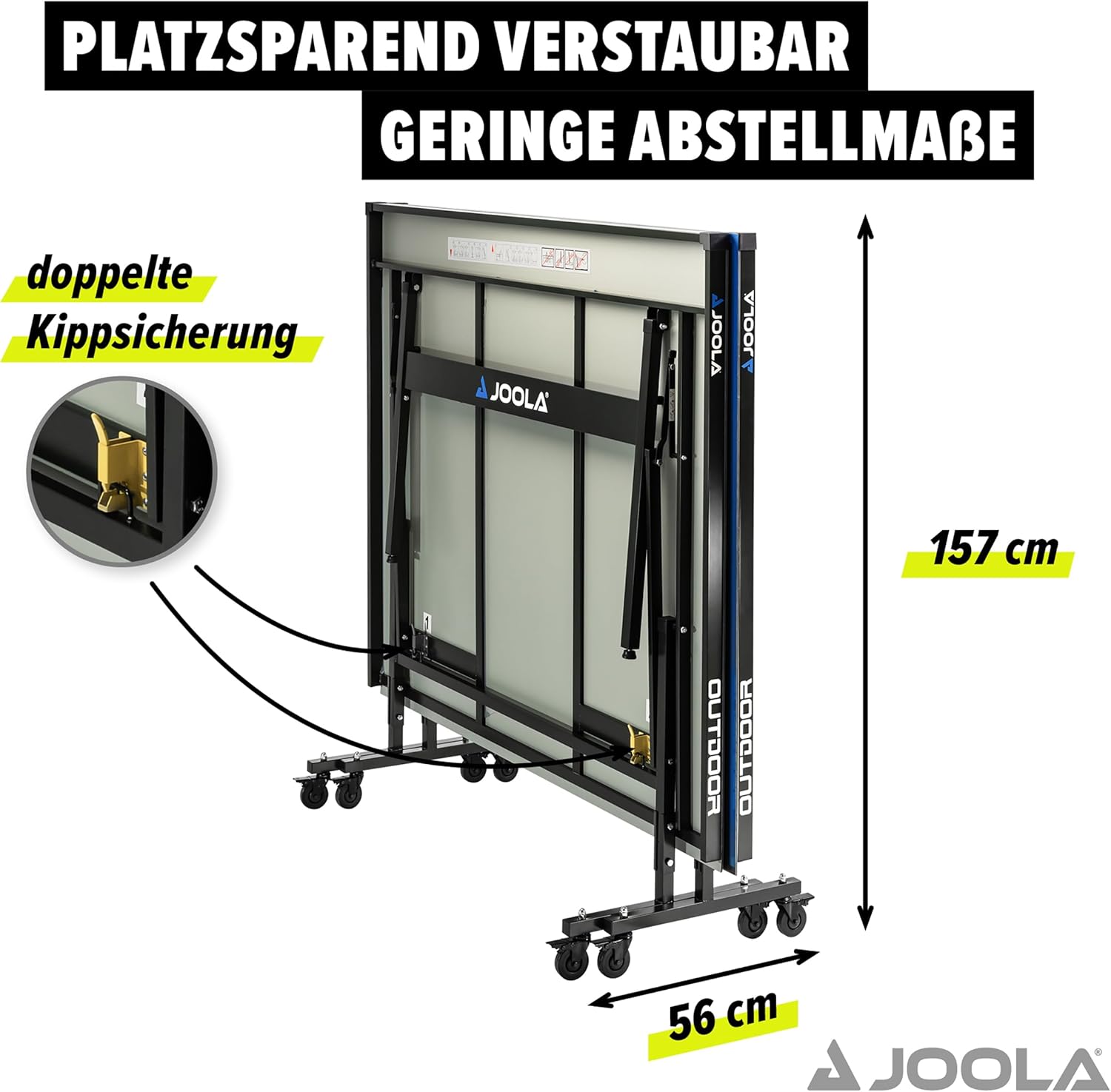 JOOLA Outdoor Table Tennis Table - Professional Table Tennis Table 6 mm Aluminium Composite Surface - Weatherproof Foldable - Includes Net