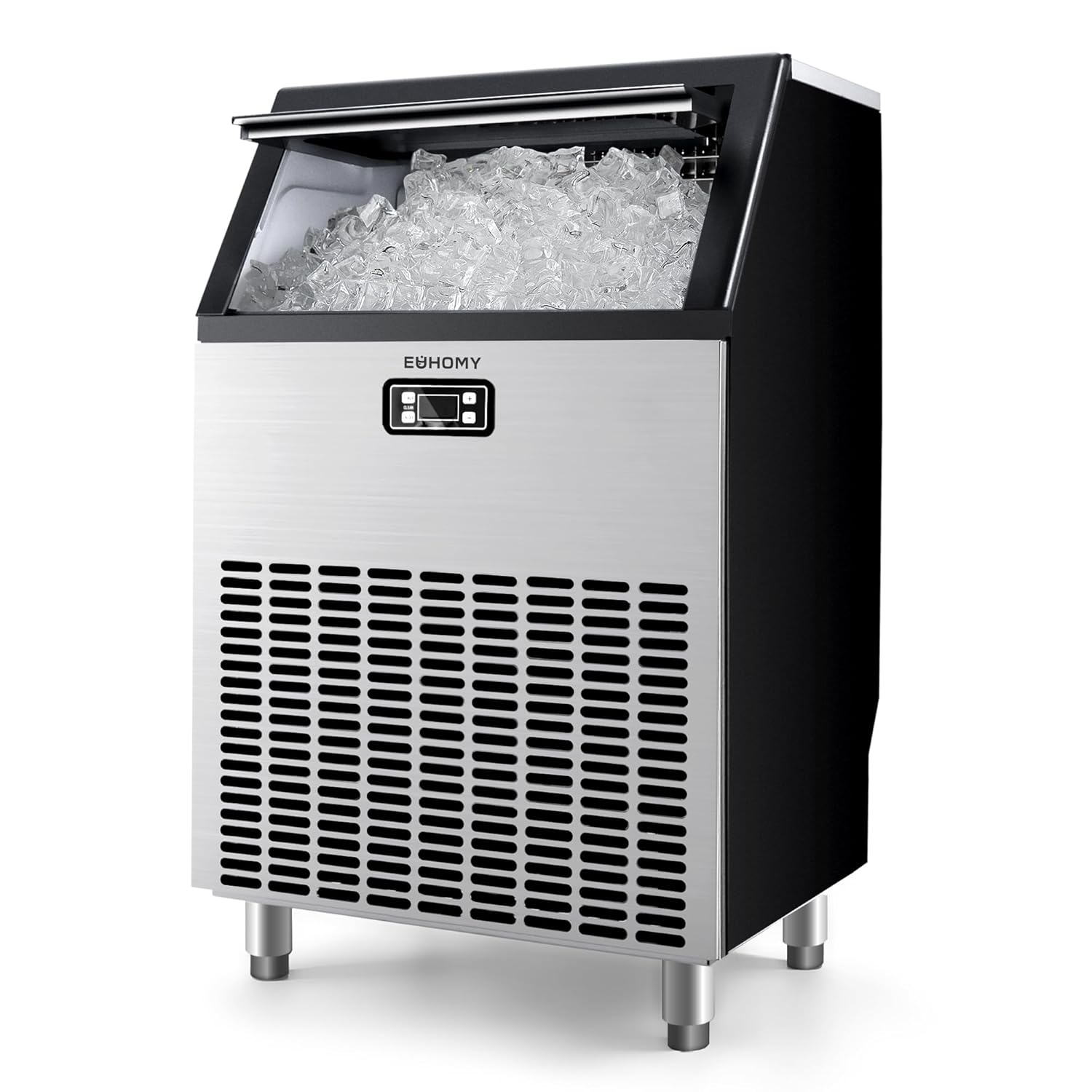 EUHOMY Commercial Ice Maker Machine, Stainless Steel Under Counter ice Machine , Freestanding Ice Maker.